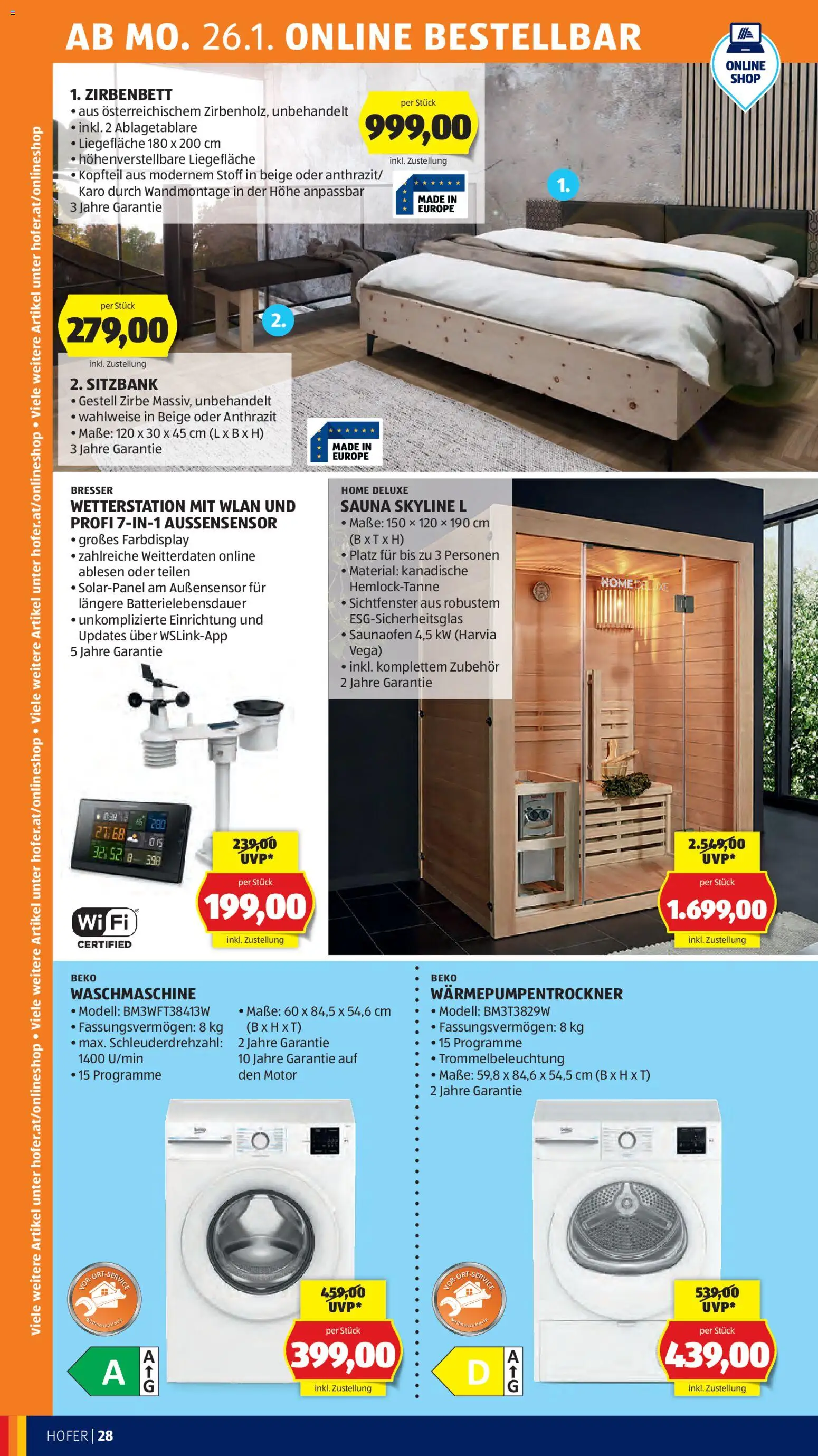 Hofer Flugblatt gültig ab 23.01.2026 | Seite: 32 | Produkte: Wetterstation, Waschmaschine