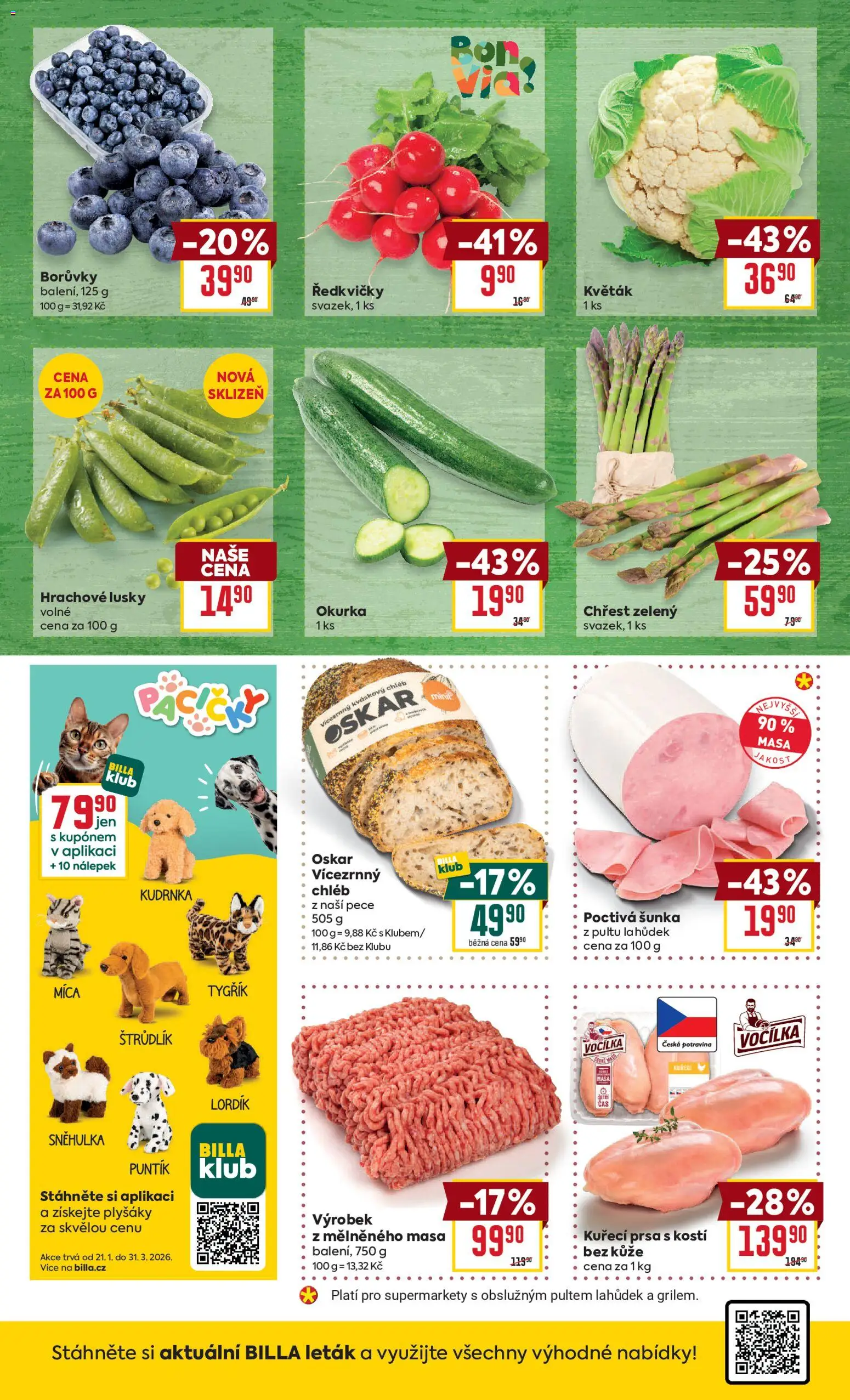 Billa Malý leták od 04.03.2026 | Strana: 2 | Produkty: Kuřecí prsa, Kváskový chléb, Borůvky, Chřest