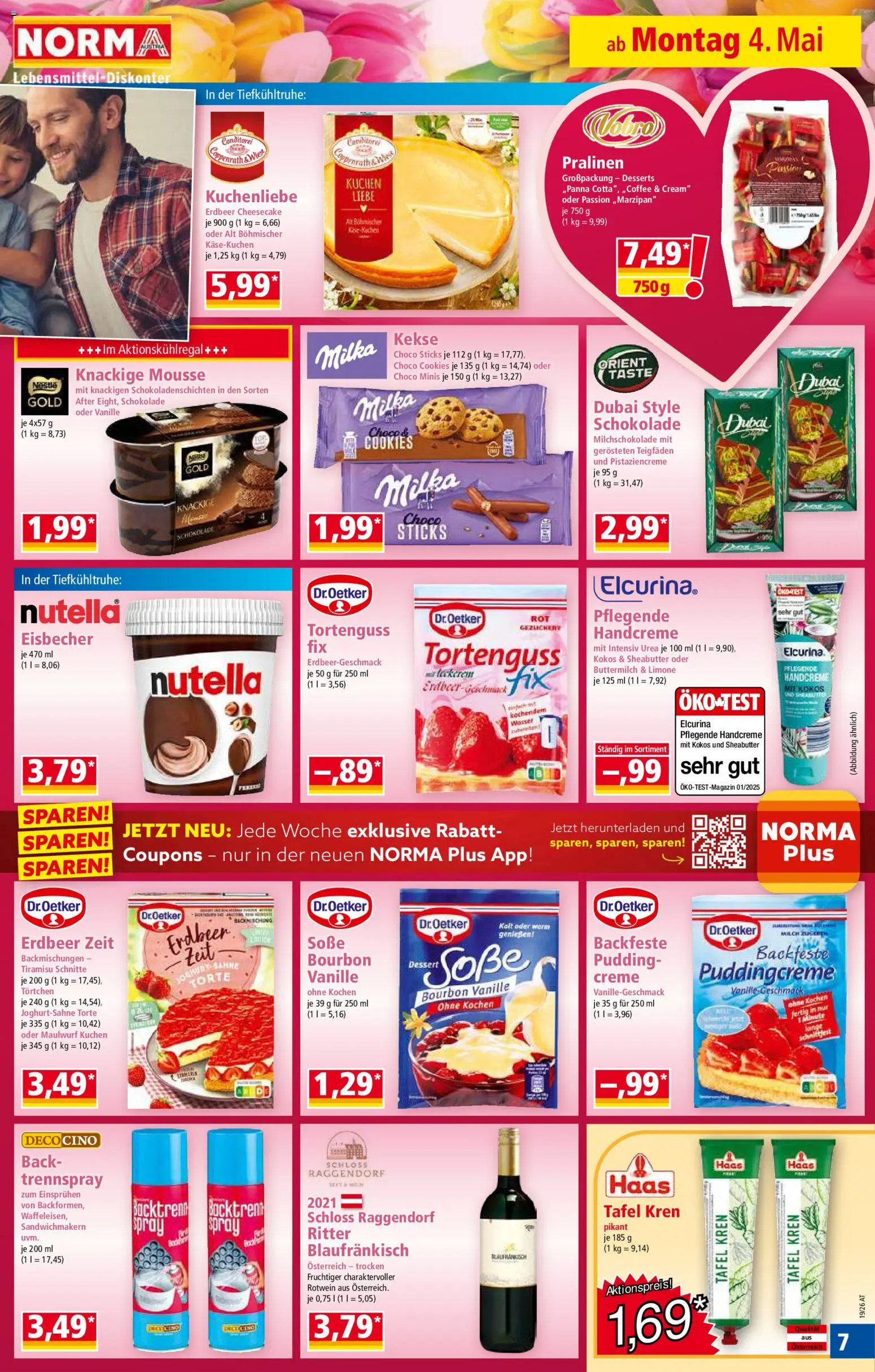 Norma Flugblatt gültig ab 04.05.2026 | Seite: 7 | Produkte: Kekse, Wasser, Schokolade, Handcreme