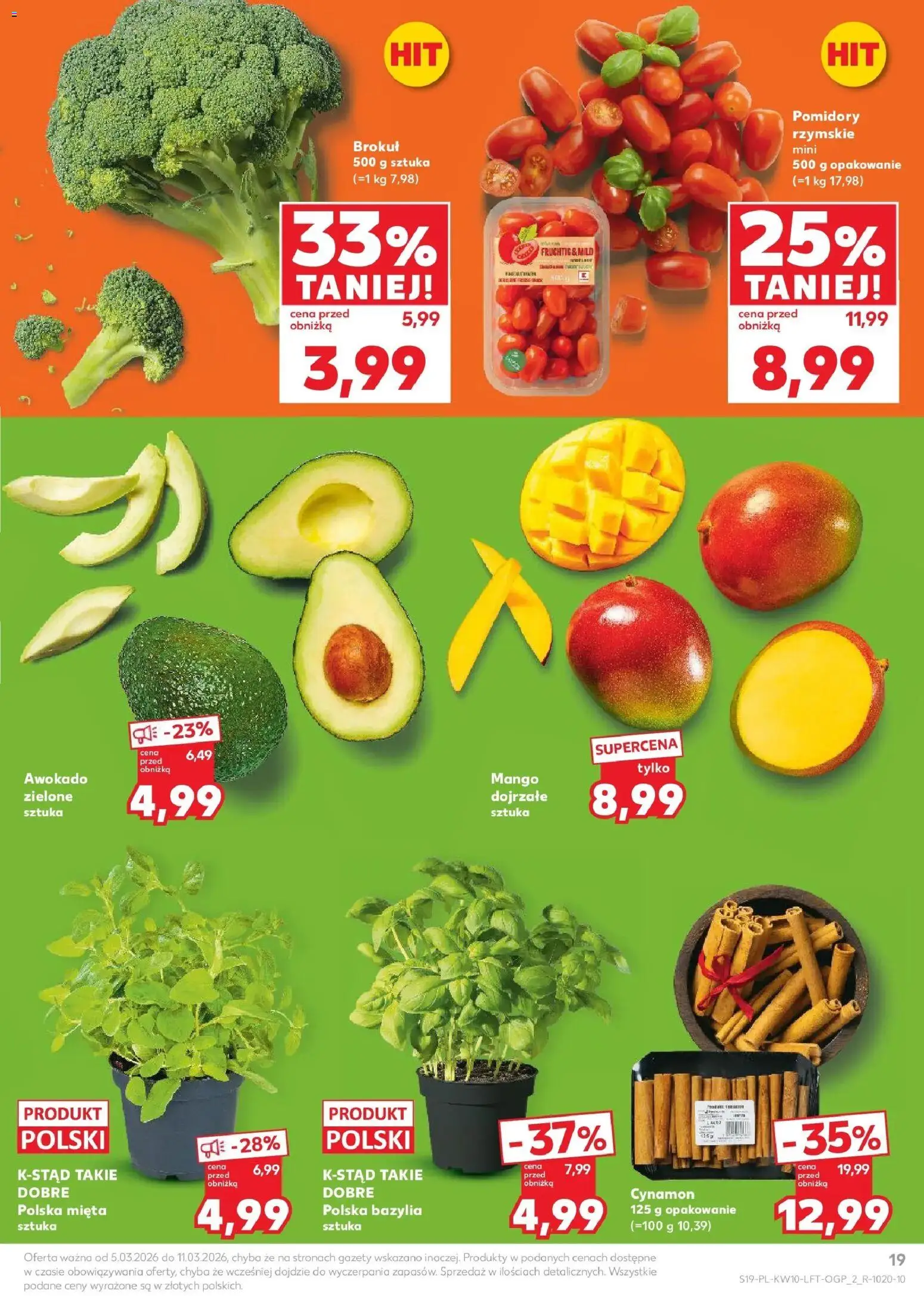 Kaufland gazetka od 05.03.2026 | Strona: 19 | Produkty: Cynamon, Brokuł, Mięta, Bazylia