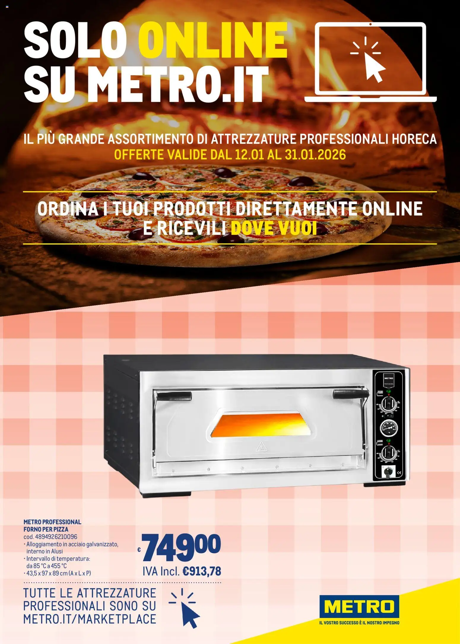 Volantino Metro del 12.01.2026 | Pagina: 1 | Prodotti: Pizza, Forno, Forno per pizza