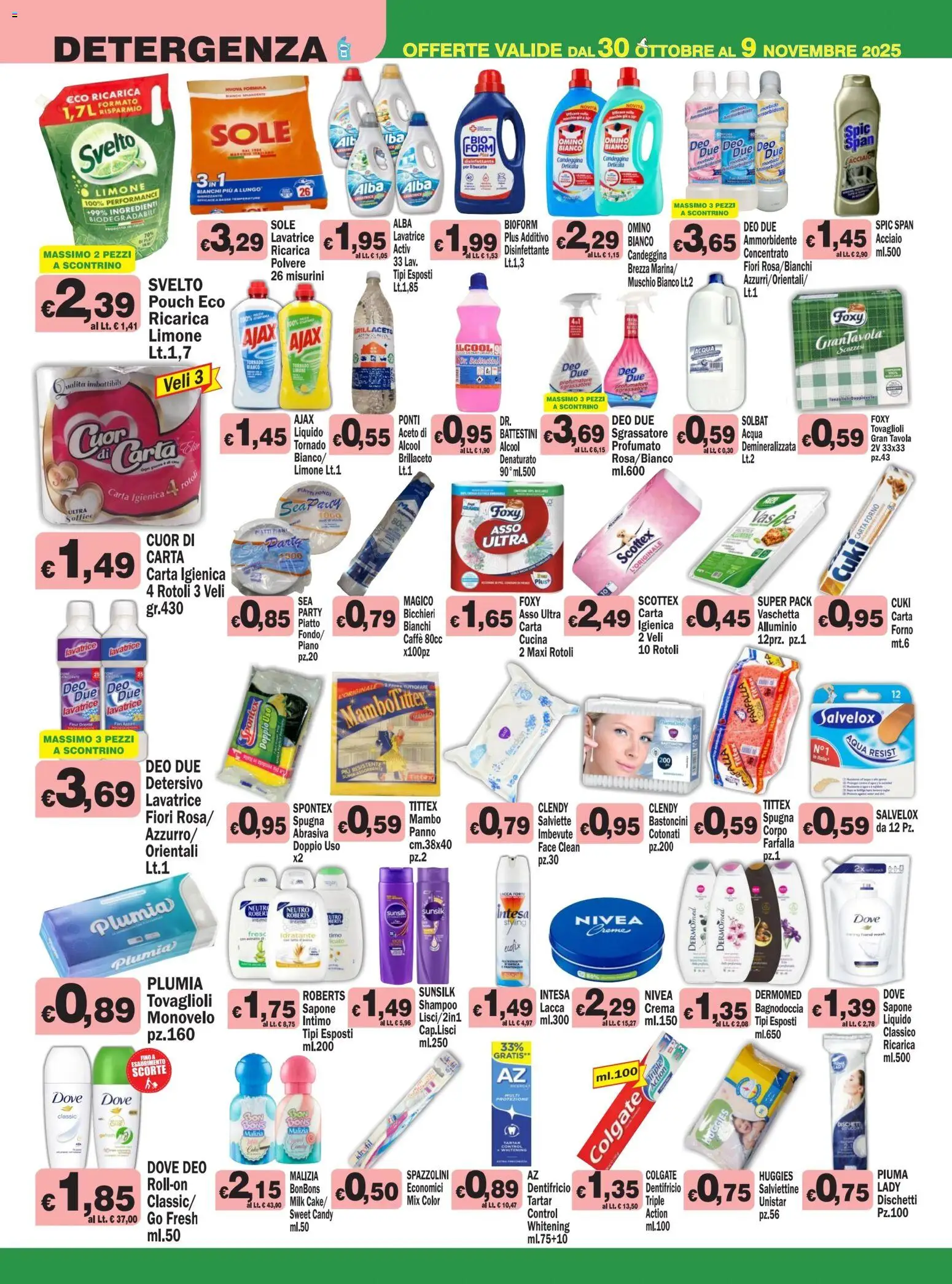 Volantino Primo Prezzo del 30.10.2025 | Pagina: 4 | Prodotti: Dentifricio, Sgrassatore, Aceto, Forno