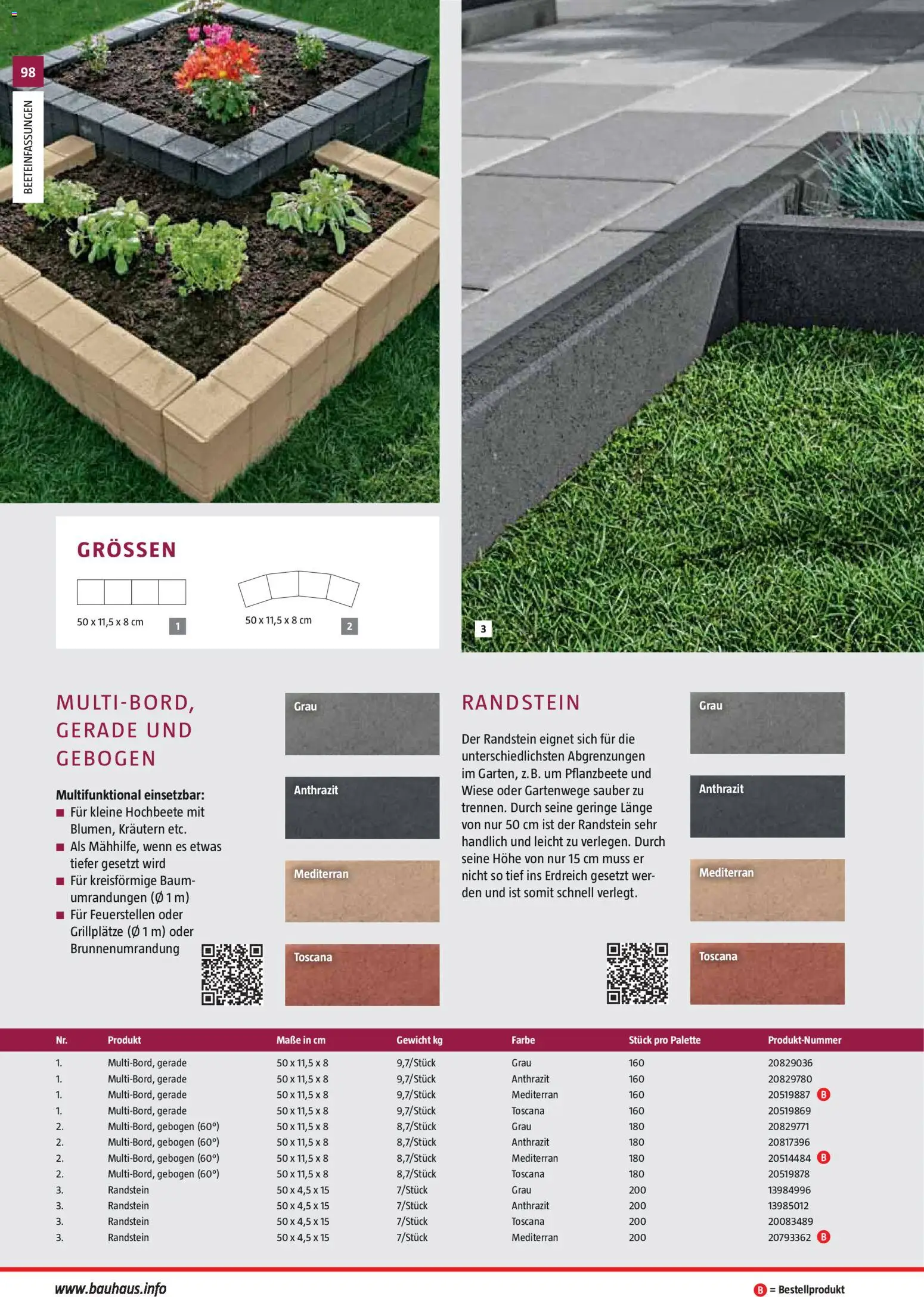 Bauhaus Gartenbaumaterialien 2026 – gültig ab 02.03.2026 | Seite: 98 | Produkte: Gewicht