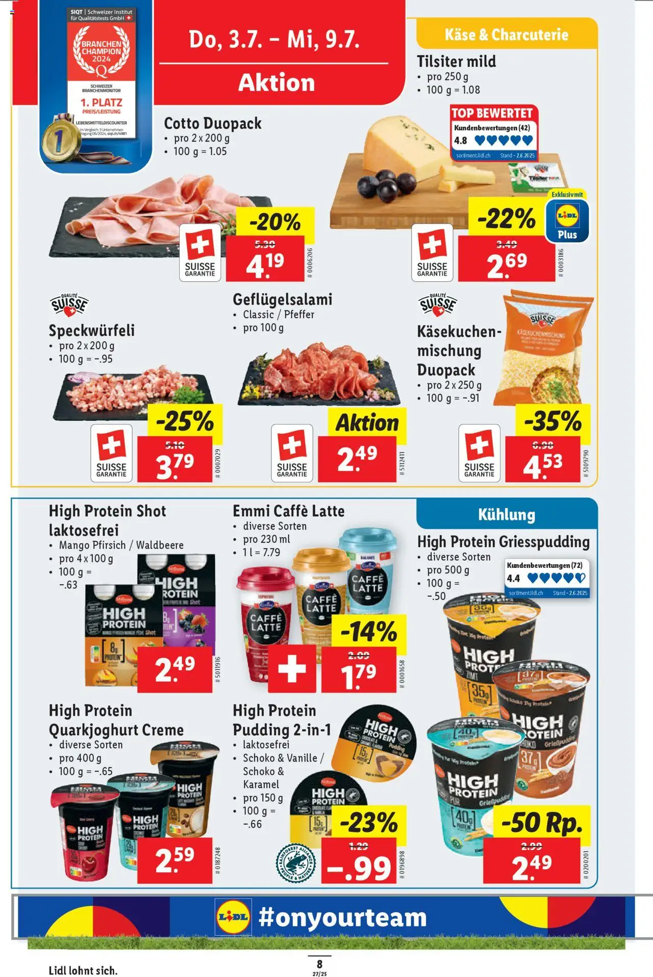 Lidl Aktionen ab 03.07.2025 | Seite: 8 | Produkte: Käse, Mango, Pfirsich, Creme