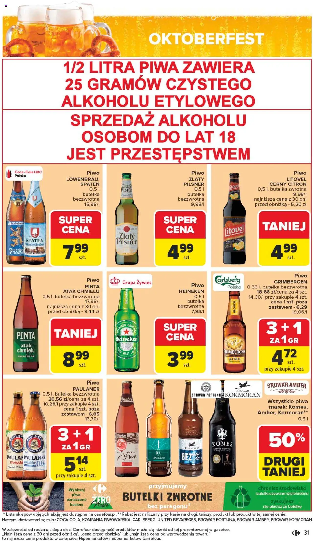 Carrefour Gazetka od 22.09.2025 | Strona: 33 | Produkty: Piwo grimbergen, Piwo Carlsberg, Piwo, Heineken