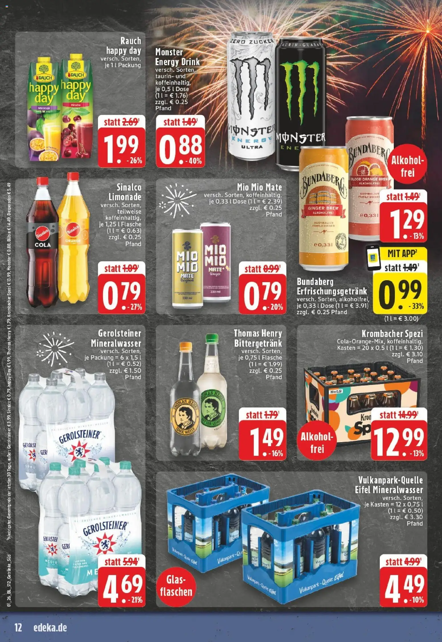 Edeka prospekt Bergheim	 – gültig ab 28.12.2025 | Seite: 12 | Produkte: Sinalco, Limonade, Mio mio mate, Gerolsteiner