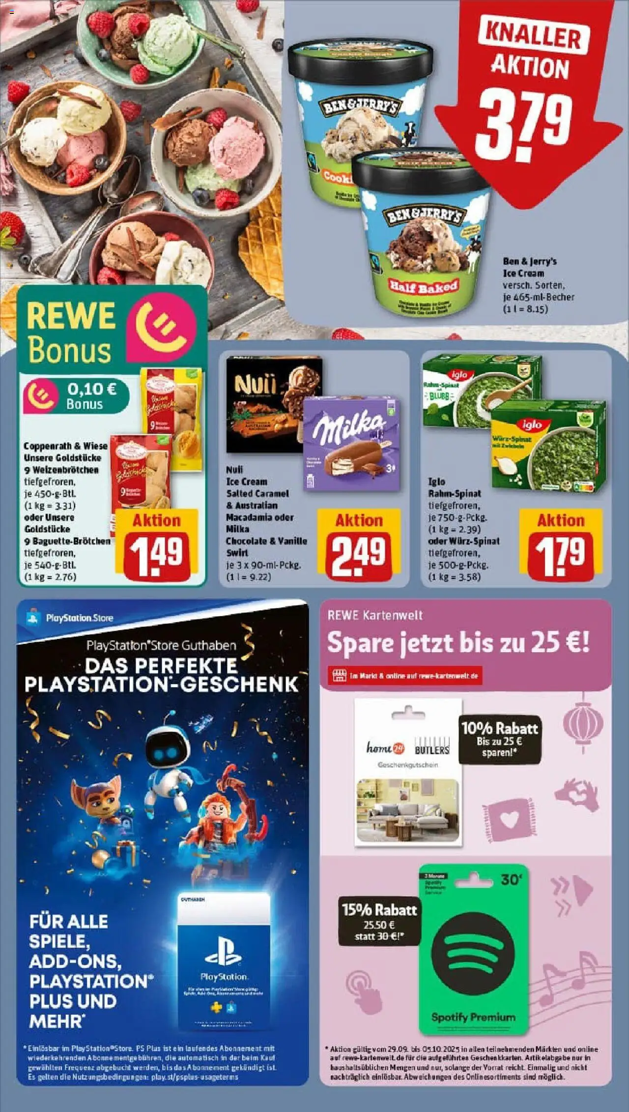 Rewe prospekt Marburg	 – gültig ab 28.09.2025 | Seite: 15 | Produkte: Playstation, Iglo, Ben & Jerry's, Zwiebeln