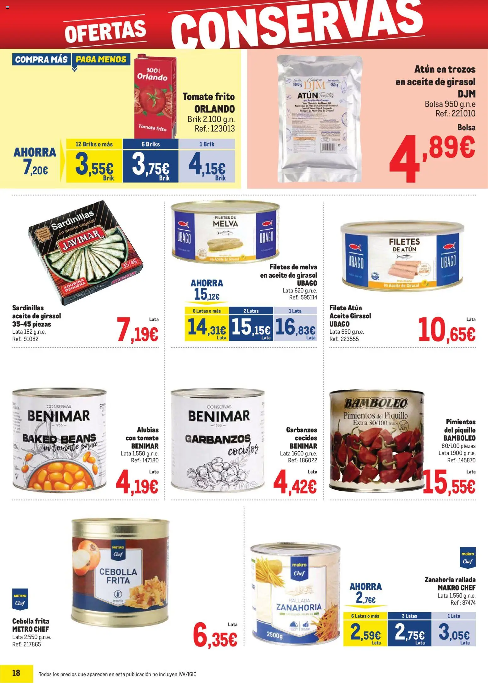 Makro - Precios Canarias │ válido desde el 06.01.2026 | Página: 18 | Productos: Aceite, Zanahoria, Παγωμένο τσάι, Filete