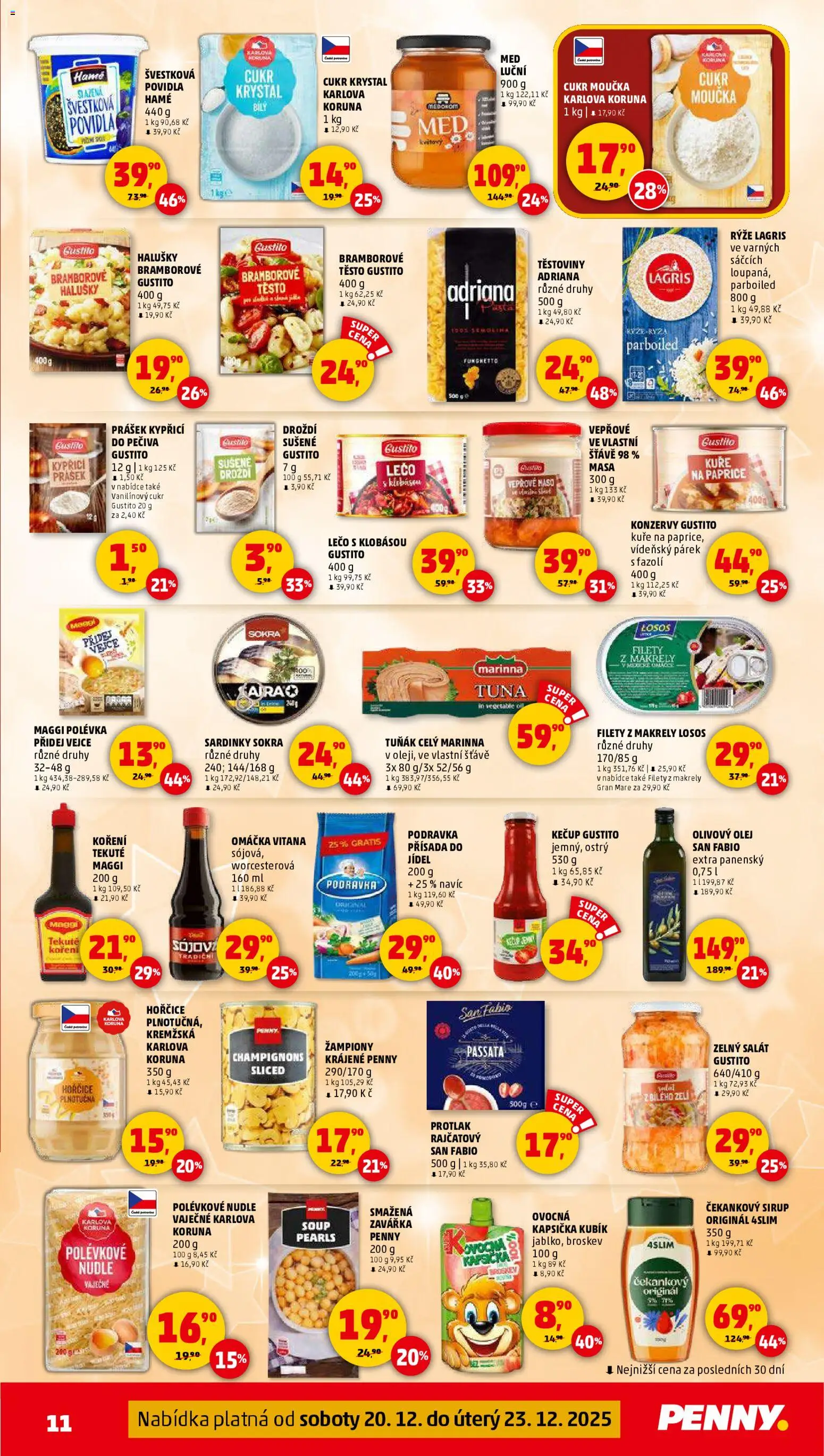 Penny Market leták - Čtvrtečník od 20.12.2025 | Strana: 11 | Produkty: Maggi, Vepřové maso, Passata, Cukr moučka