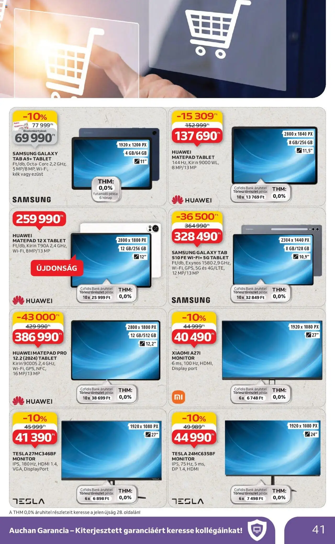 Auchan akciós ujság - amely érvényes a következő dátumtól: 19.06.2025 | Oldal: 41 | Termékek: Tablet, Monitor, Xiaomi, Samsung