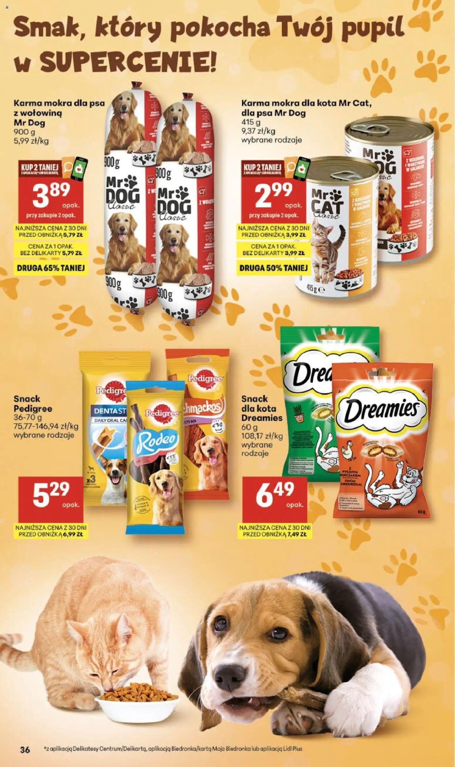 Delikatesy Centrum gazetka od 12.03.2026 | Strona: 36 | Produkty: Karma mokra dla kota, Delikatesy, Pedigree, Wołowina