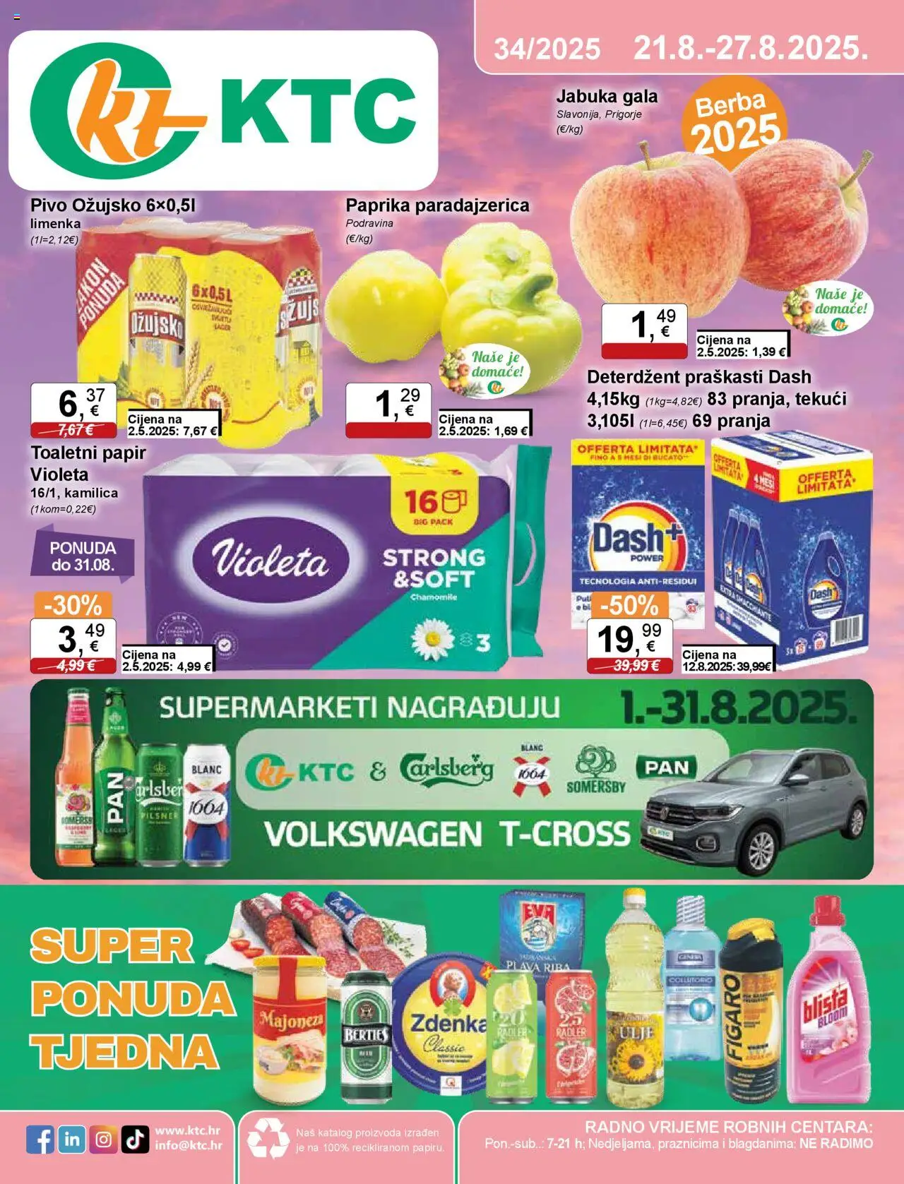 KTC katalog | vrijedi od 21.08.2025 | Stranica: 1 | Proizvodi: Pivo, Riba, Paprika, Ožujsko