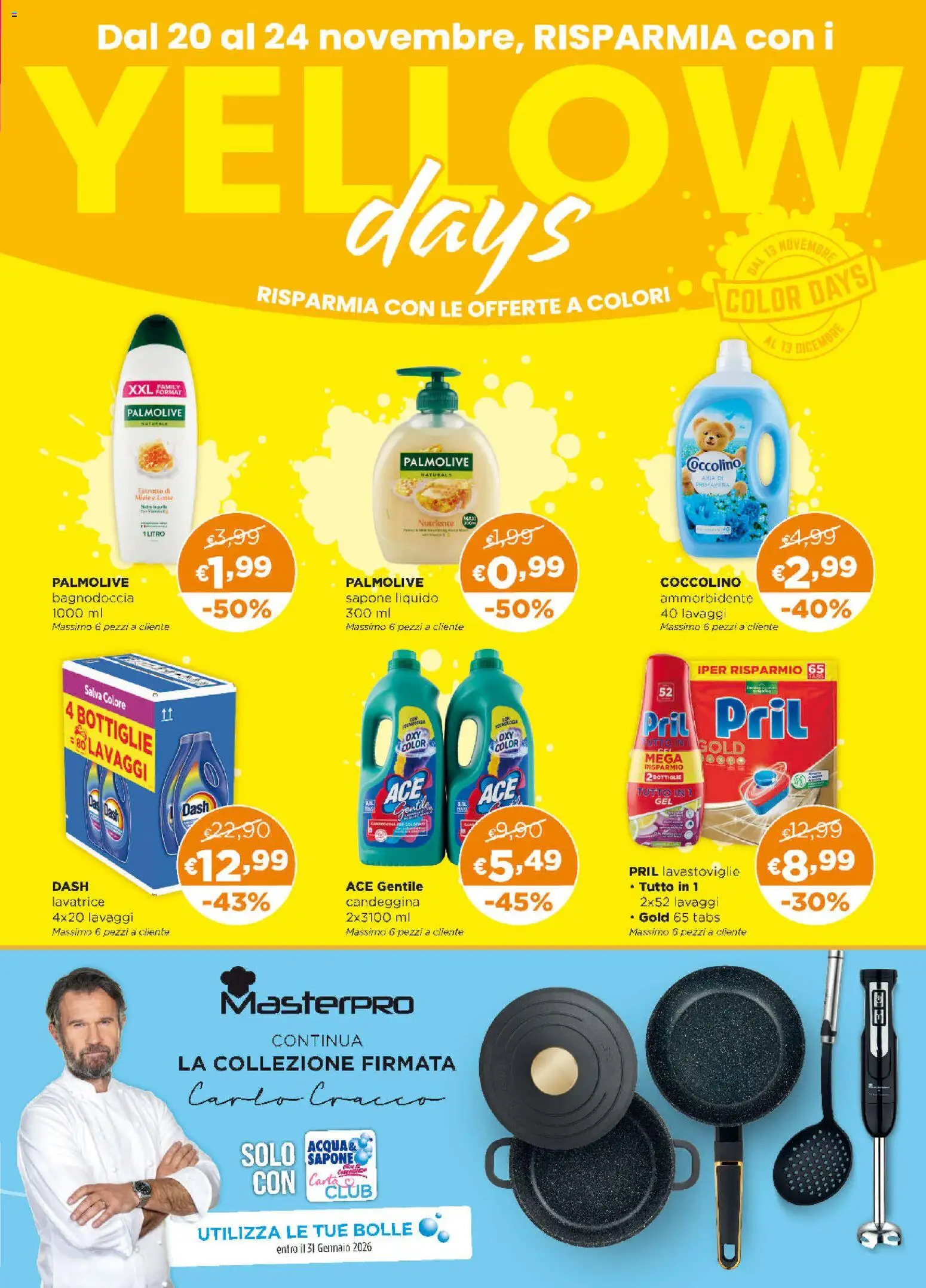 Volantino Acqua e Sapone del 06.11.2025 | Pagina: 3 | Prodotti: Sapone, Ammorbidente, Lavatrice, Lavastoviglie