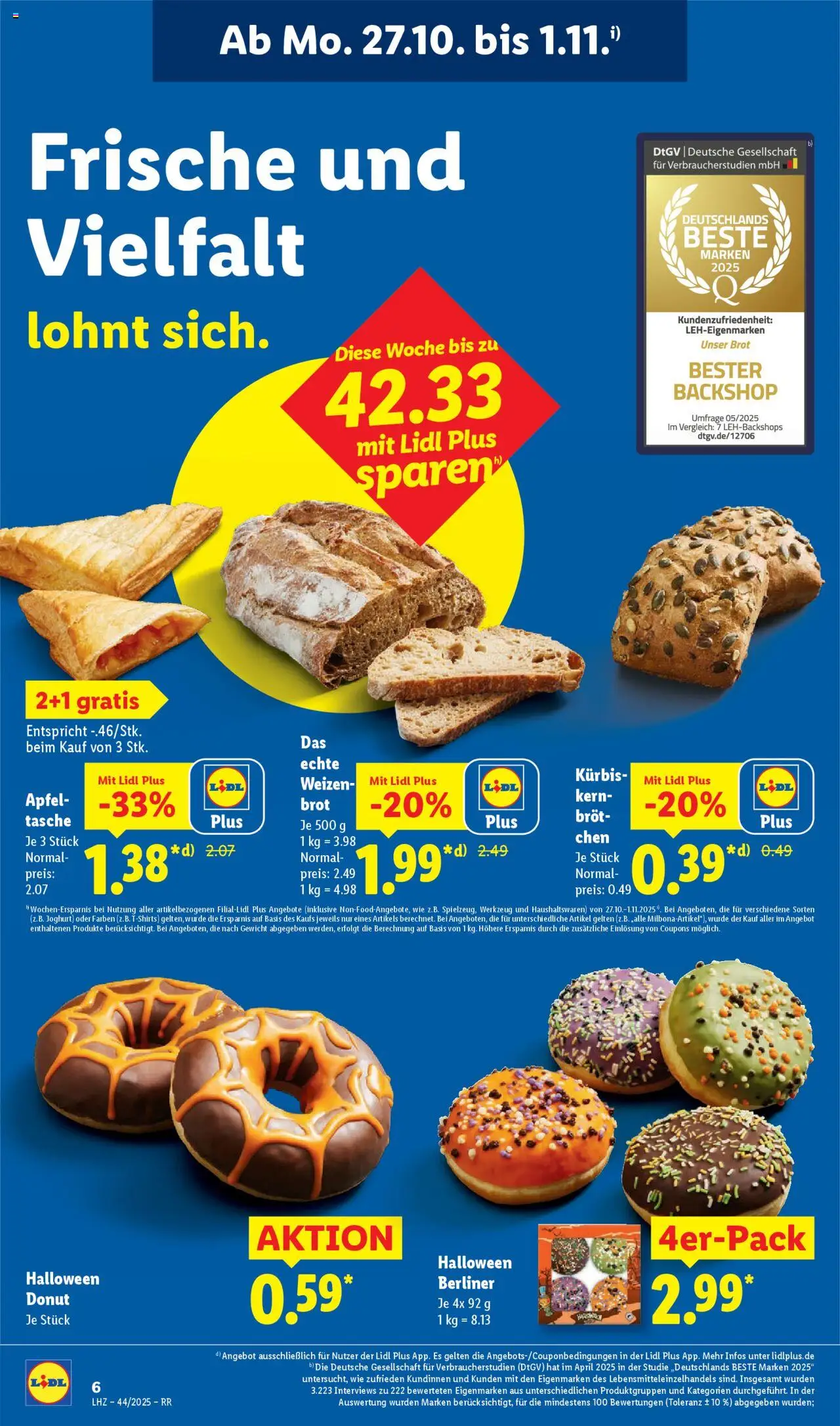 Lidl Prospekt Düsseldorf – gültig ab 27.10.2025 | Seite: 20 | Produkte: Berliner, Tasche, Gewicht, Brot