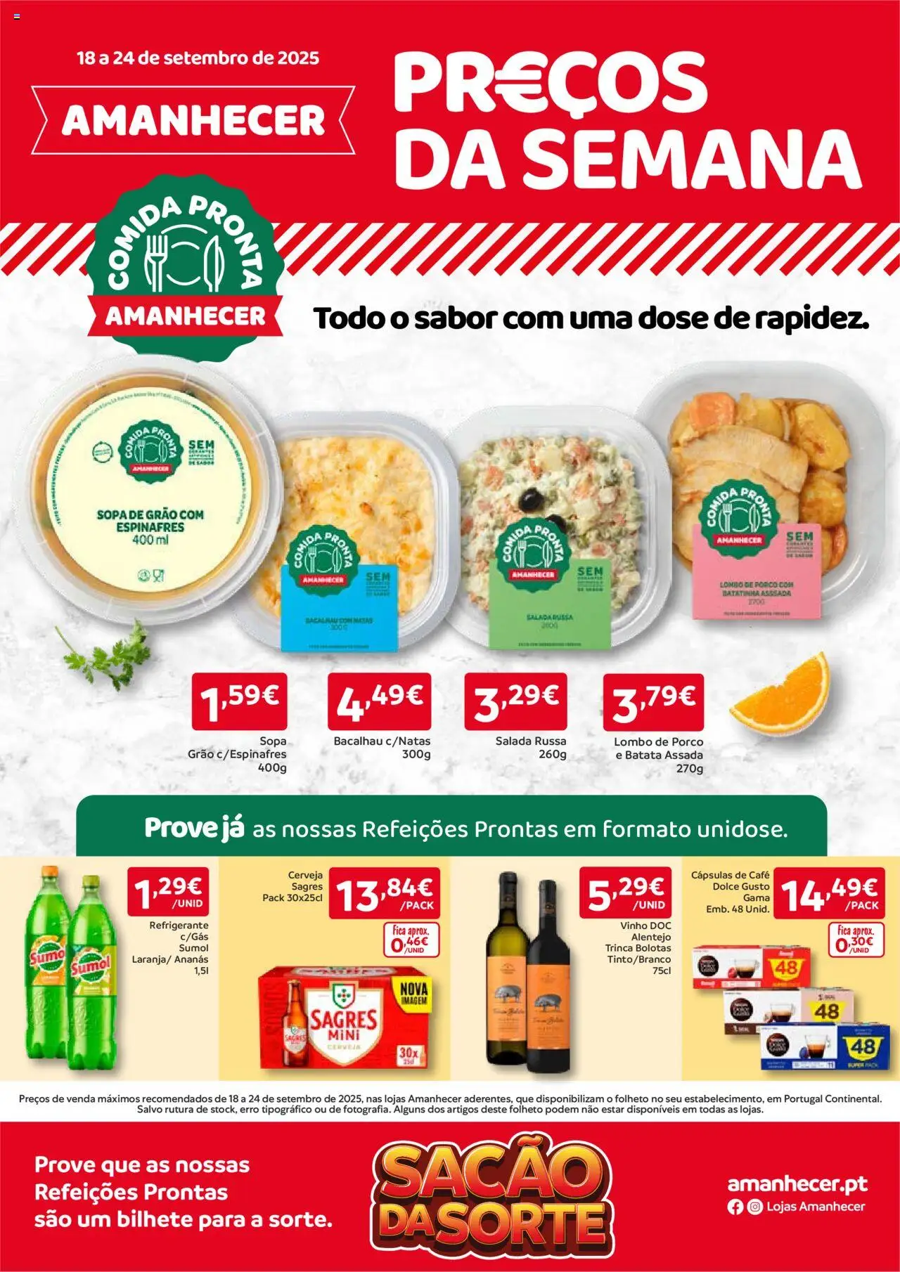 Amanhecer folheto │ válido de 18.09.2025 | Página: 1 | Produtos: Batata, Espinafres, Bacalhau, Lombo