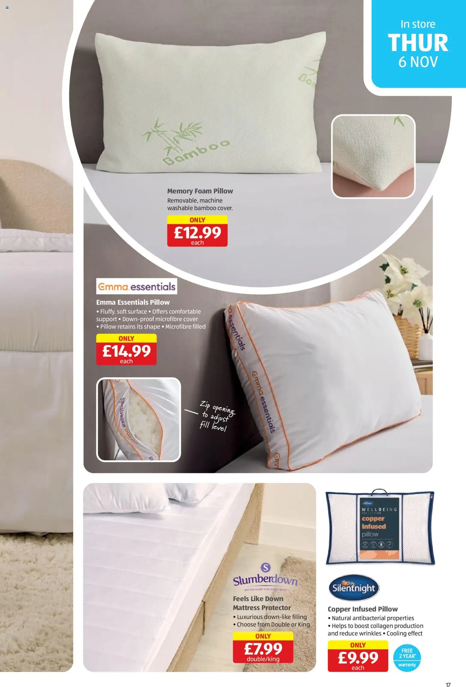 {H1} | Page: 17 | Products: Mattress, Pillow