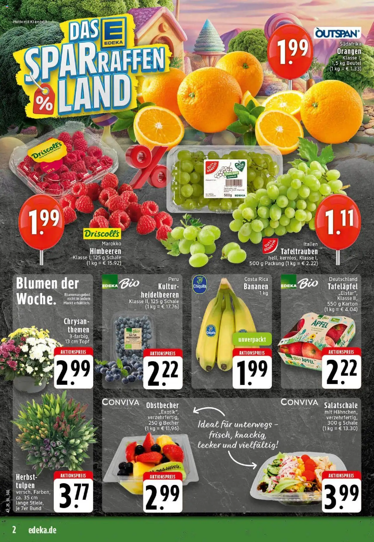 Edeka prospekt Westerkappeln	 – gültig ab 13.10.2025 | Seite: 2 | Produkte: Himbeeren, Blumen, Äpfel, Bananen
