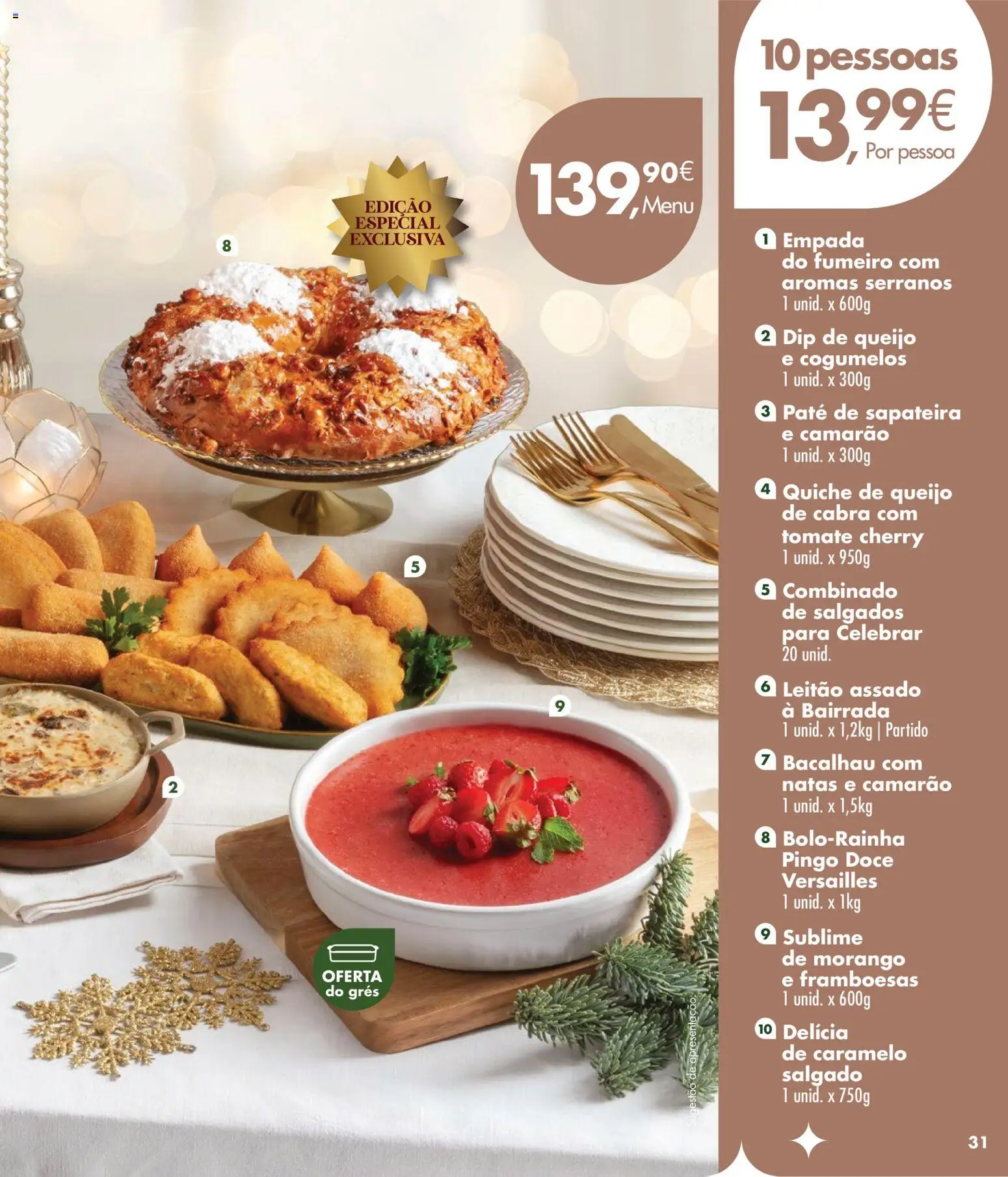 Pingo Doce Encomendas de Natal  │ válido de 19.11.2025 | Página: 31 | Produtos: Bacalhau, Camarão, Cogumelos, Natas