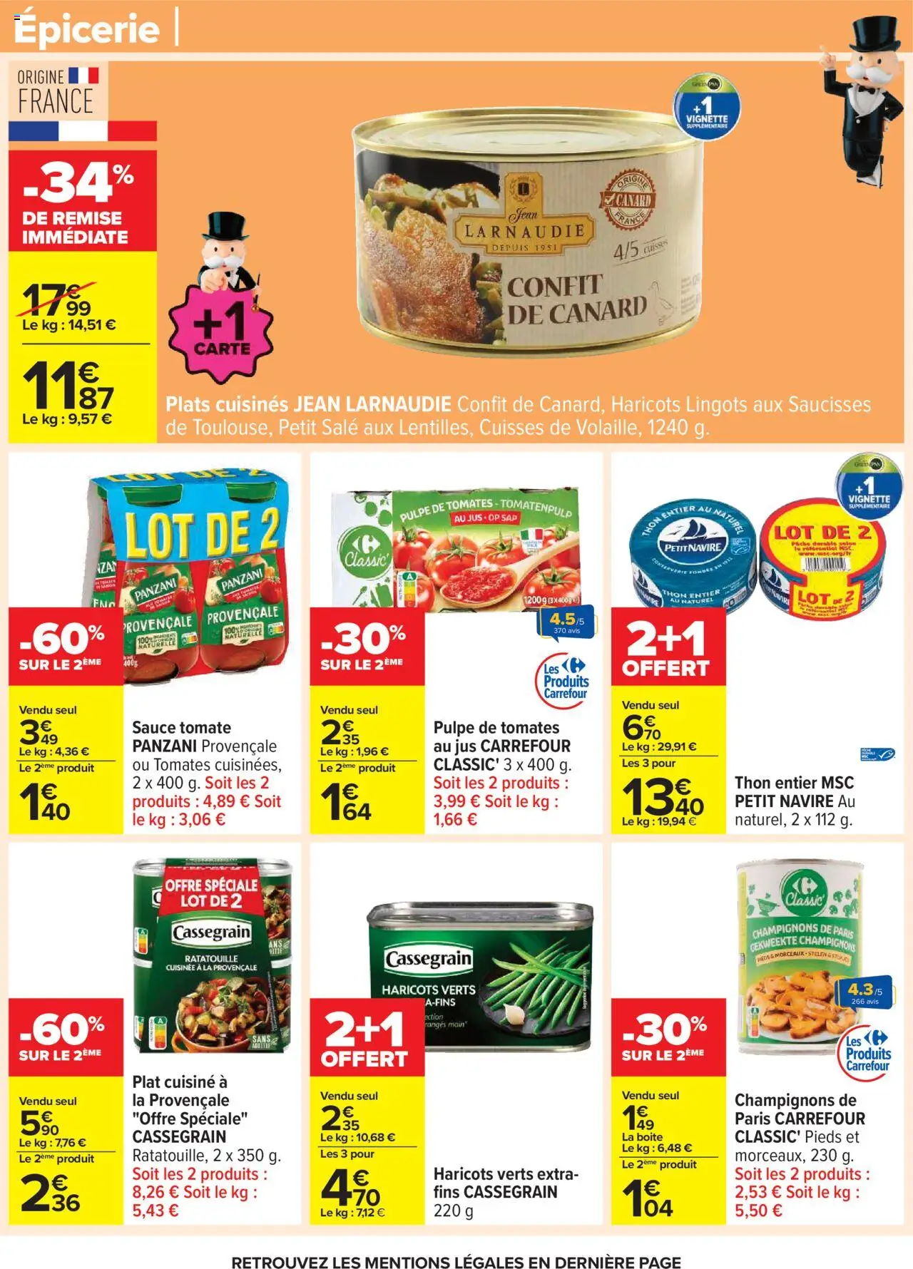  | Page: 39 | Produits: Haricots verts, Thon, Jus, Tomates