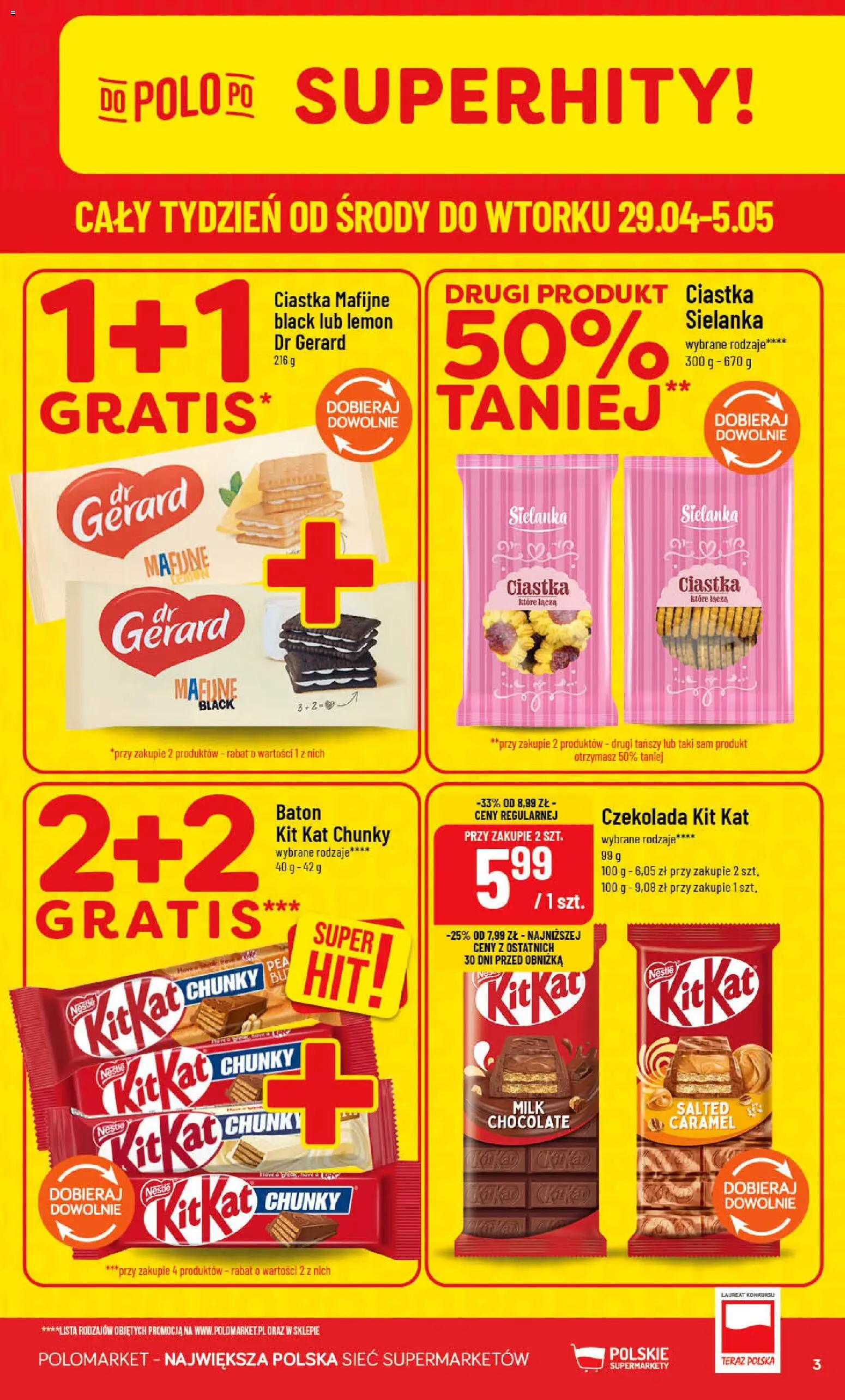 POLOmarket gazetka od 29.04.2026 | Strona: 3 | Produkty: Kakao, Ciastka mafijne, Baton, Czekolada
