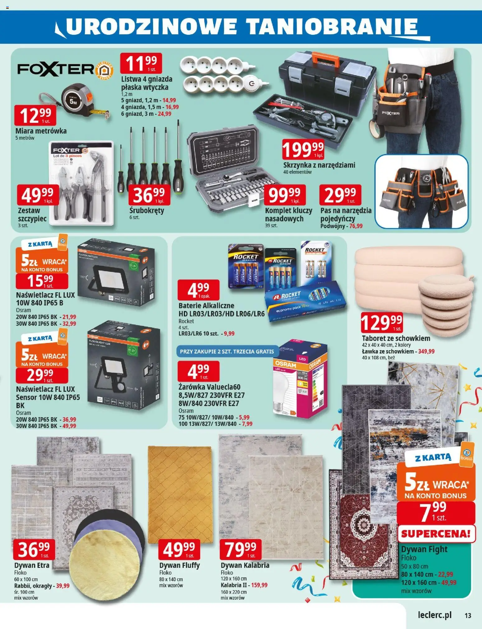 E.Leclerc Gazetka - Wrocław od 04.11.2025 | Strona: 13 | Produkty: Karta, Baterie, Dywan