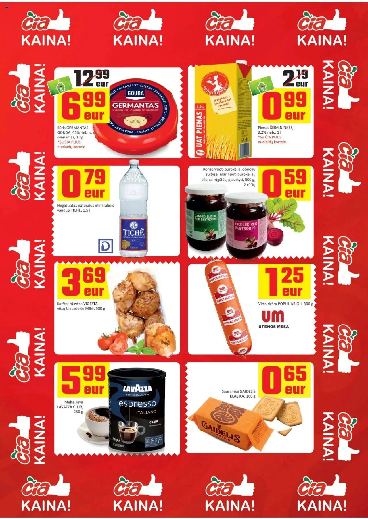 ČIA MARKET akcijos nuo 21.10.2025 | Puslapis: 19 | Prekių: Sausainiai, Kava, Dešra, Mineralinis vanduo