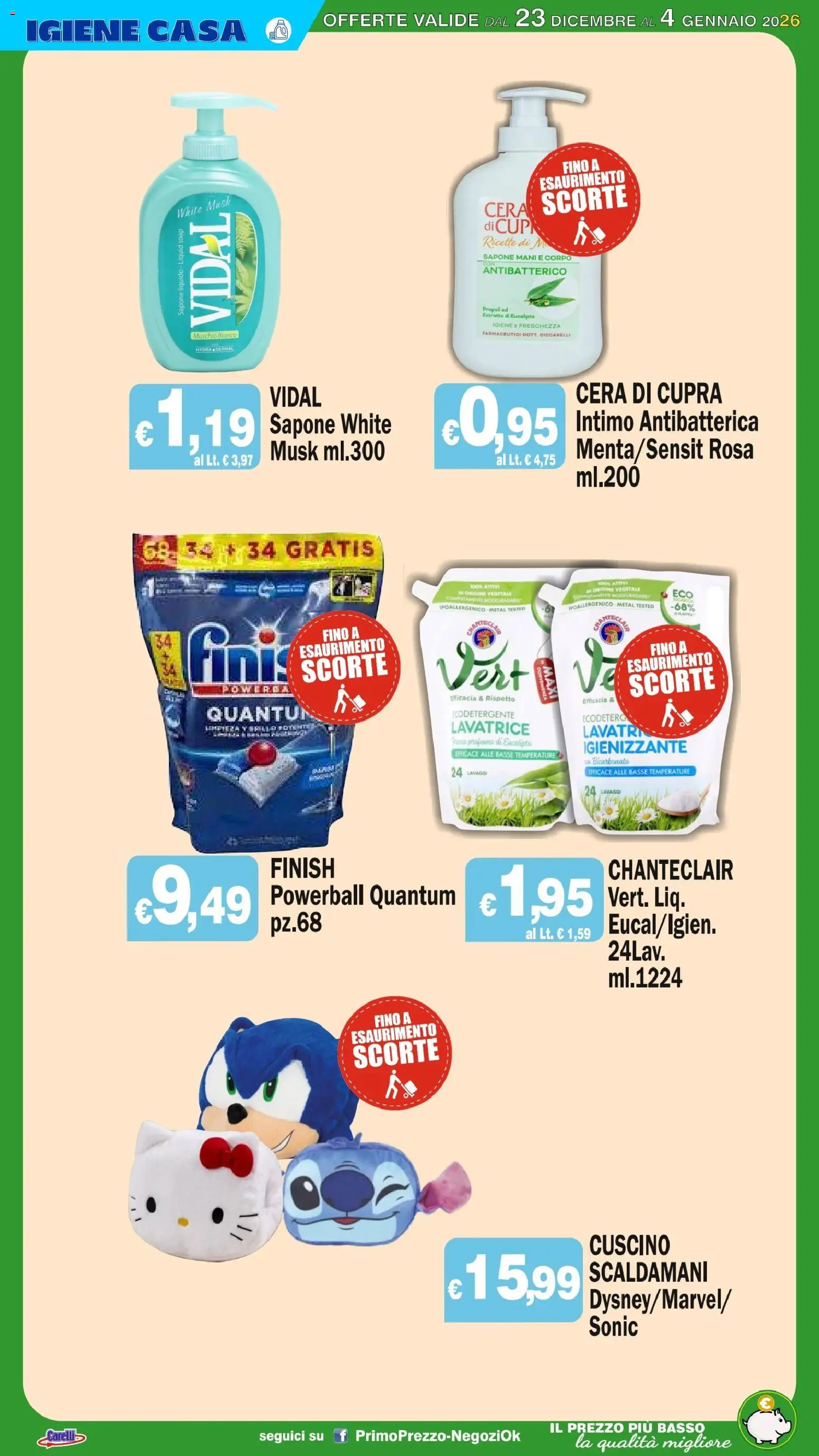 Volantino Primo Prezzo del 23.12.2025 | Pagina: 27 | Prodotti: Intimo, Lavatrice, Cuscino, Profumo