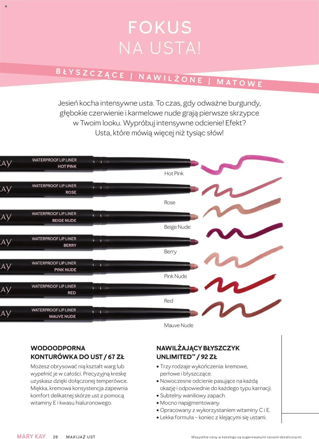 Mary Kay Katalog od 15.10.2025 | Strona: 28 | Produkty: Makijaż, Błyszczyk, Konturówka