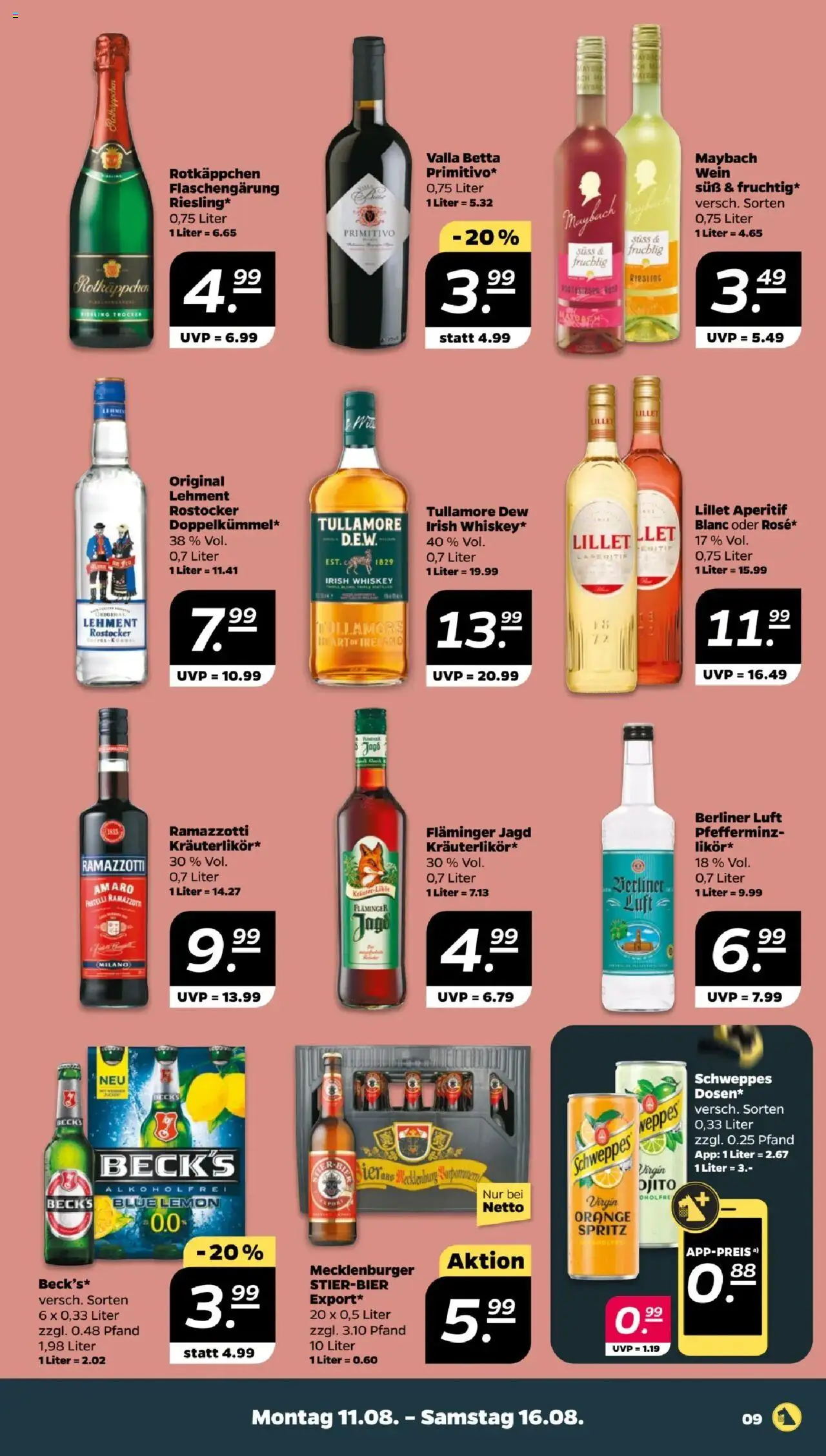 Netto Prospekt 	 - gültig ab dem 11.08.2025 | Seite: 9 | Produkte: Berliner, Bier, Lillet, Wein