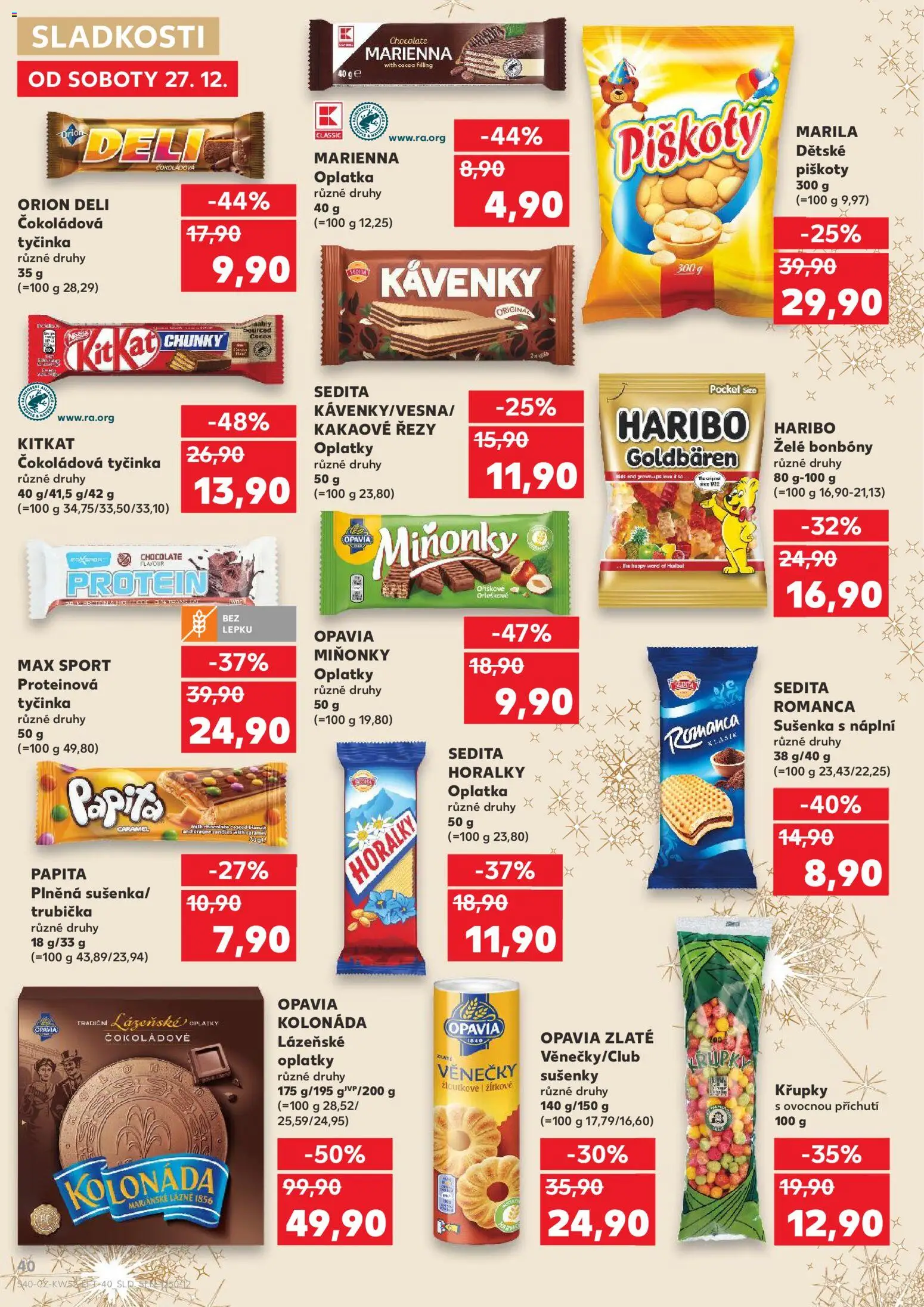 Kaufland leták - Ostrava od 27.12.2025 | Strana: 40 | Produkty: Piškoty, Sladkosti, Želé bonbóny, Oplatky