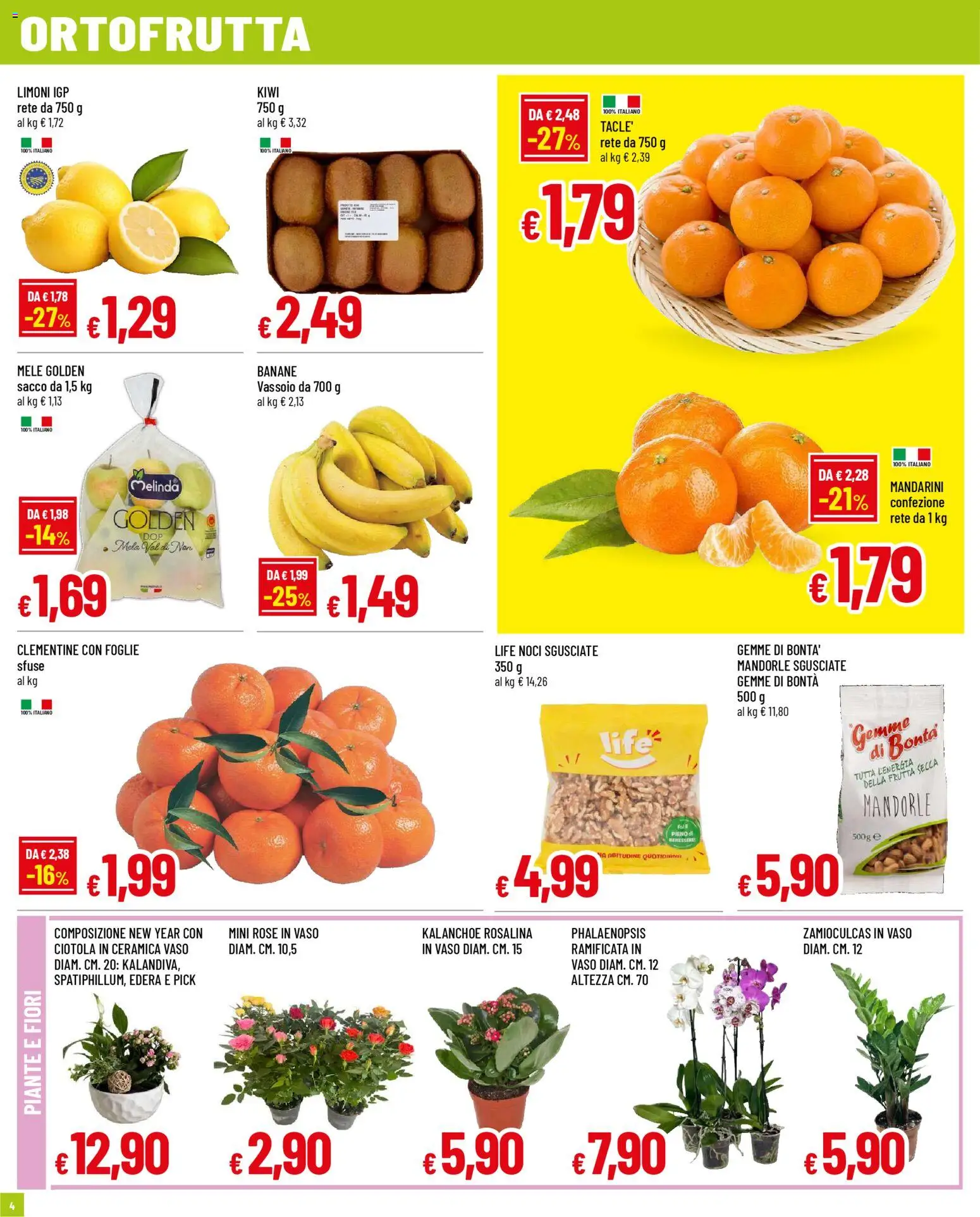 Volantino Galassia del 29.12.2025 | Pagina: 4 | Prodotti: Mandarini, Frutta, Ciotola, Vaso