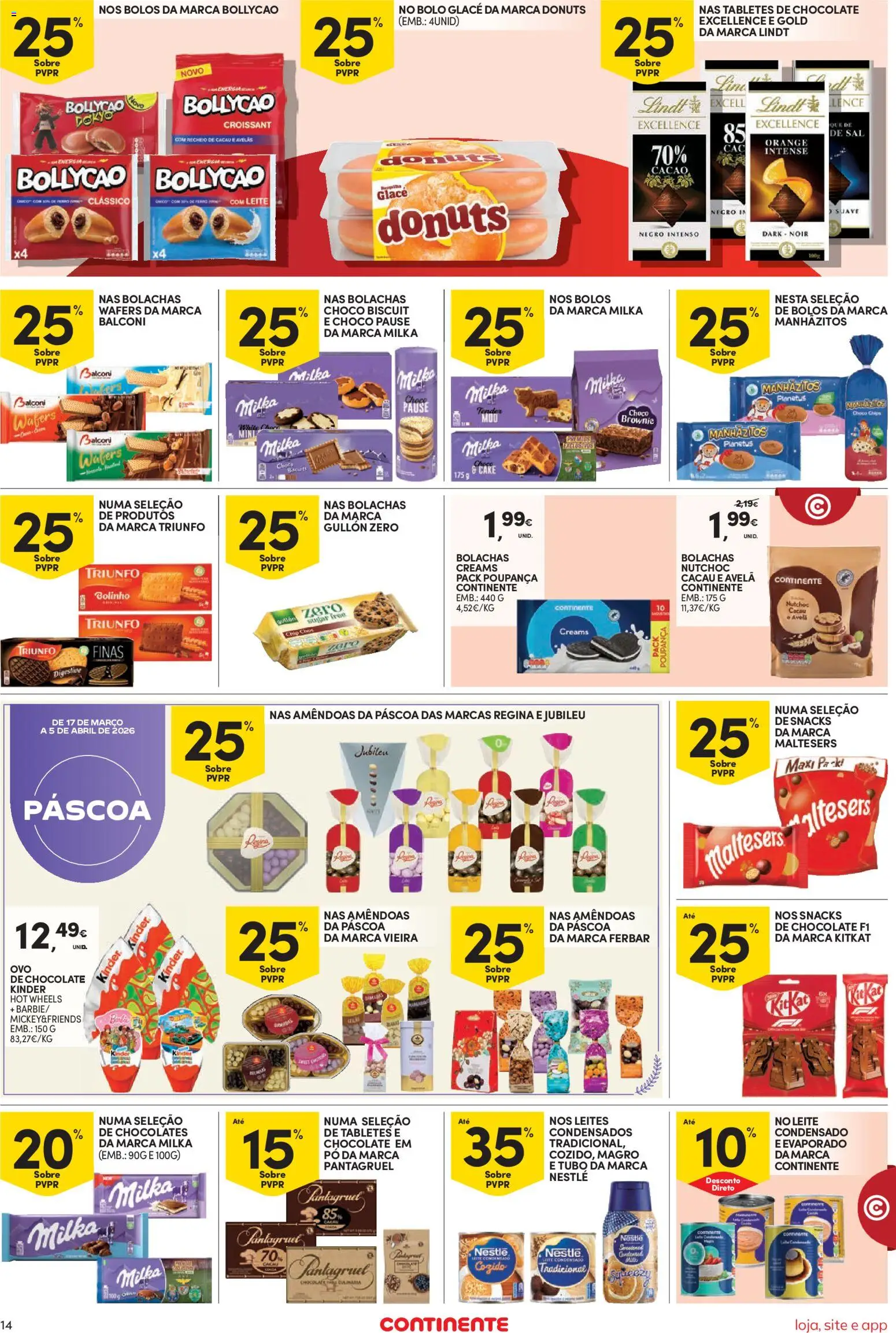Continente Semanal Continente Bom Dia │ válido de 17.03.2026 | Página: 14 | Produtos: Avelãs, Bolo, Sal, Chocolate
