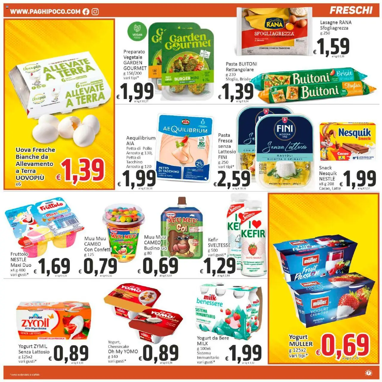 Volantino Paghi Poco del 20.10.2025 | Pagina: 7 | Prodotti: Tacchino, Pasta, Scaffale, Cacao
