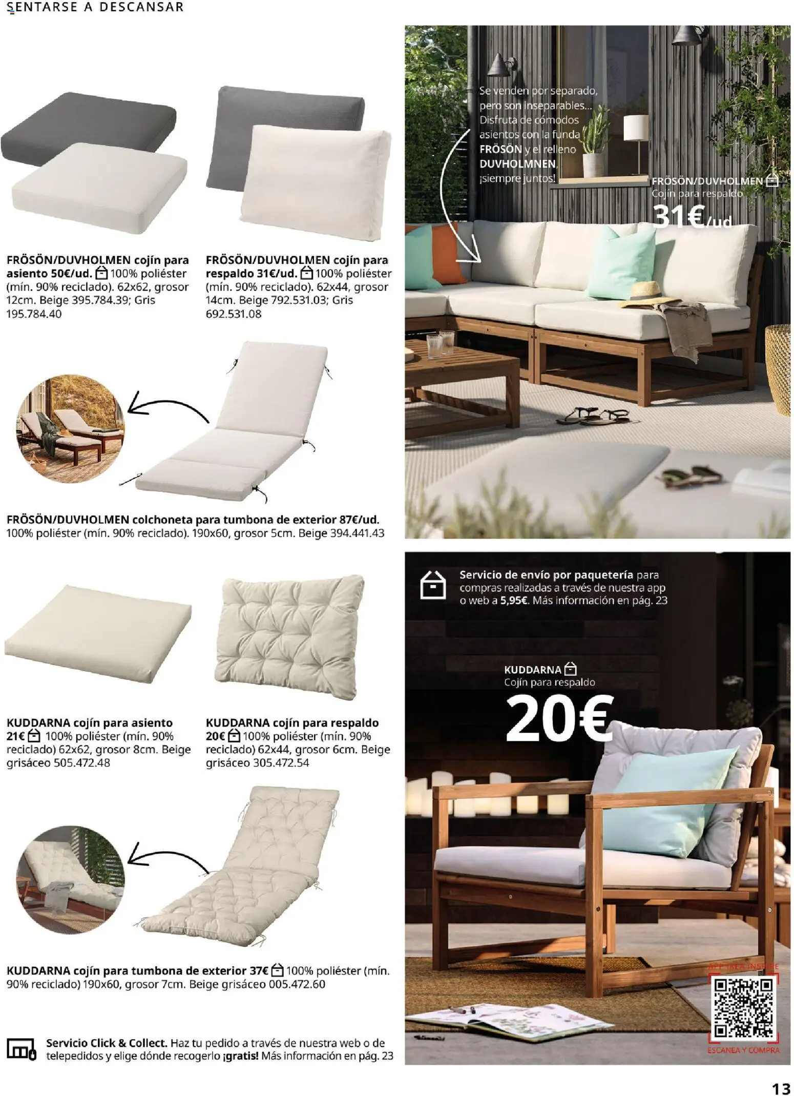 Catálogo IKEA Muebles de exterior │ válido desde el 10.12.2025 | Página: 13 | Productos: Funda, Tumbona, Cojín, Colchoneta