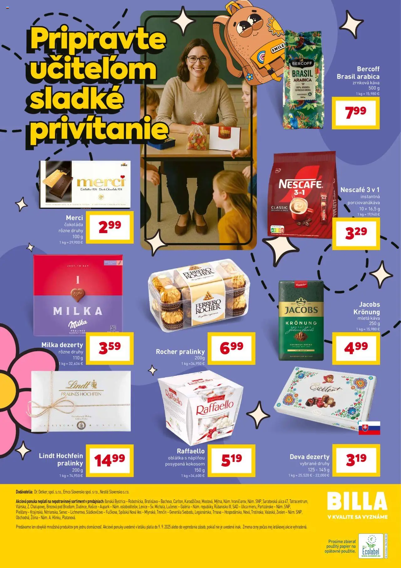 Billa zvoní na školské nákupy │ platný od 30.07.2025 | Strana: 18 | Produkty: Káva, Merci, Čokoláda, Milka