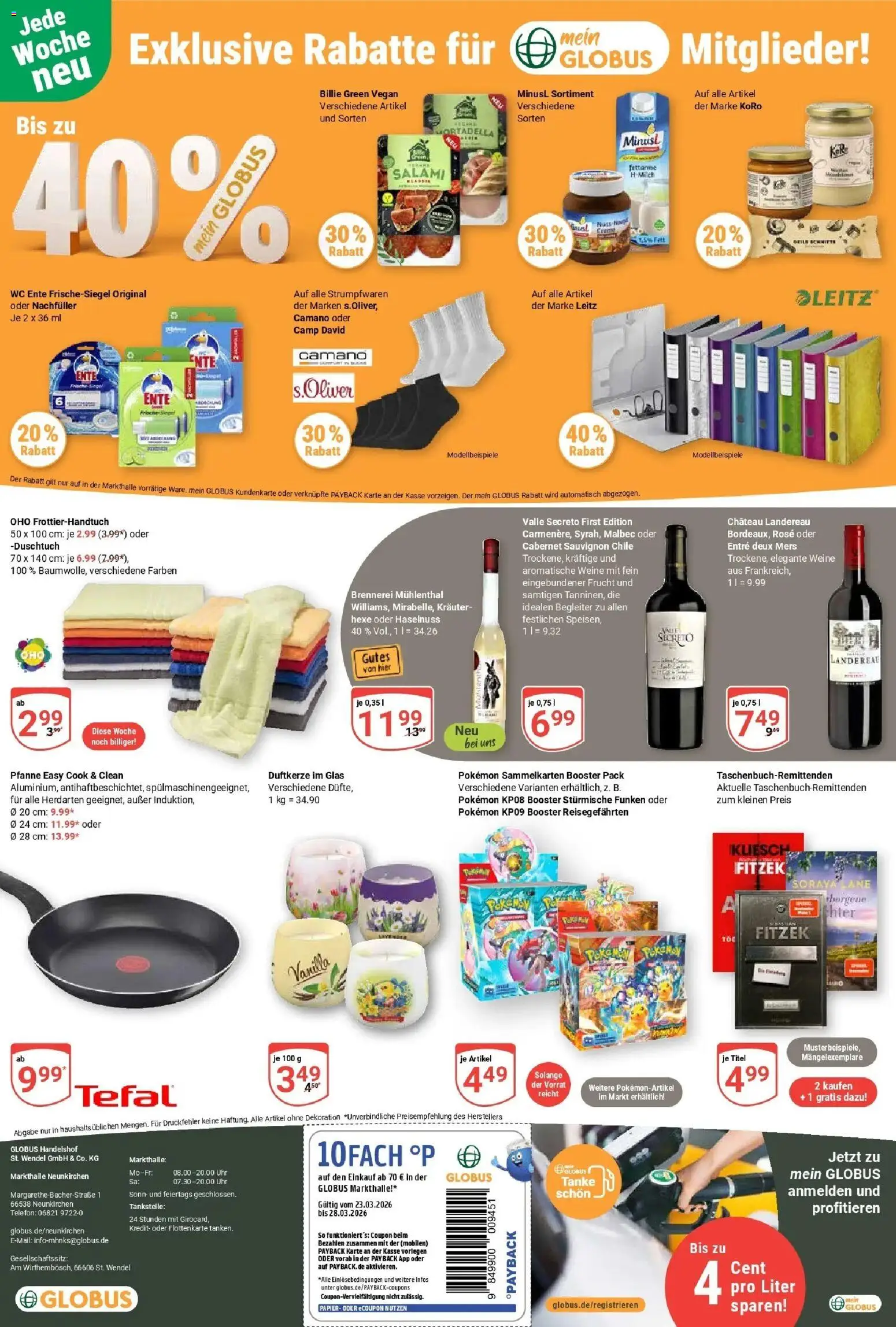 Globus prospekt Neunkirchen	 – gültig ab 23.03.2026 | Seite: 28 | Produkte: Salami, Telefon, Uhr, Ente