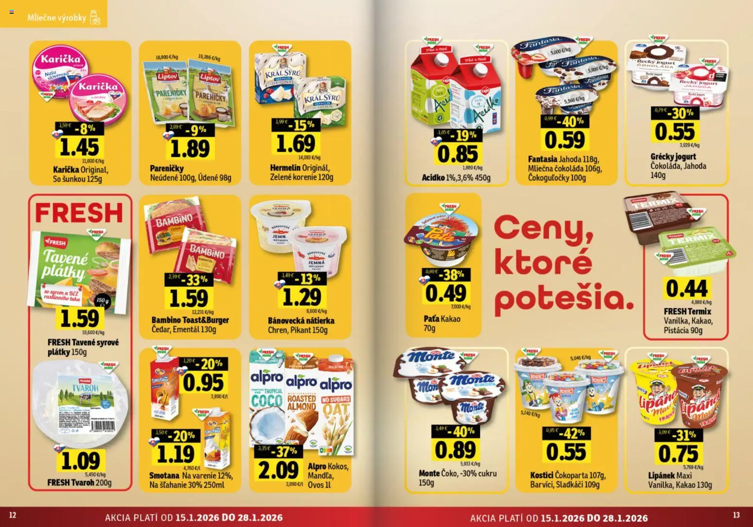 Nové Fresh akcie – leták je platný od 15.01.2026 | Strana: 7 | Produkty: Korenie, Acidko, Alpro, Kakao