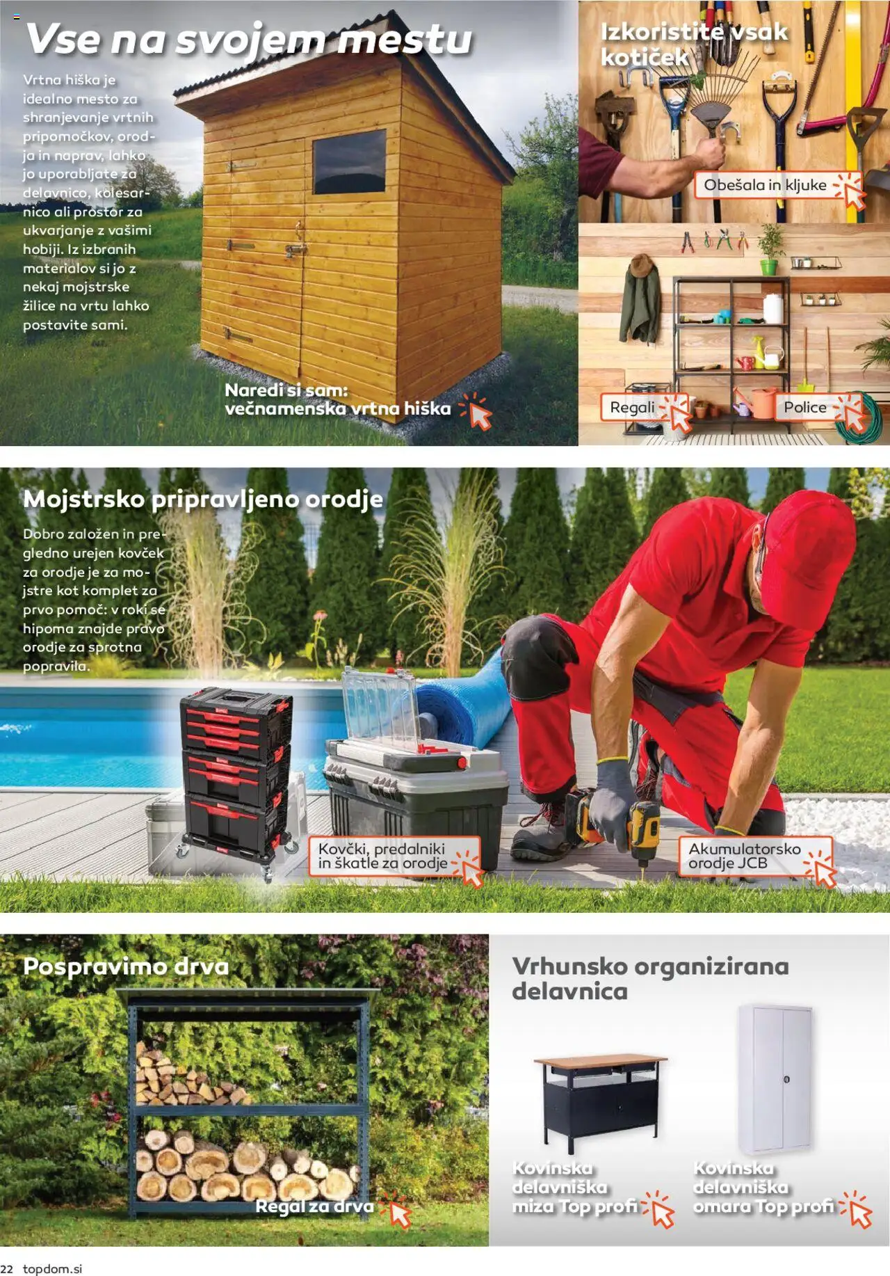 Novi Topdom katalog ponudbe – veljaven od 01.04.2025 | Stran: 22 | Izdelki: Škatle, Orodje, Vrtna hiška, Regal