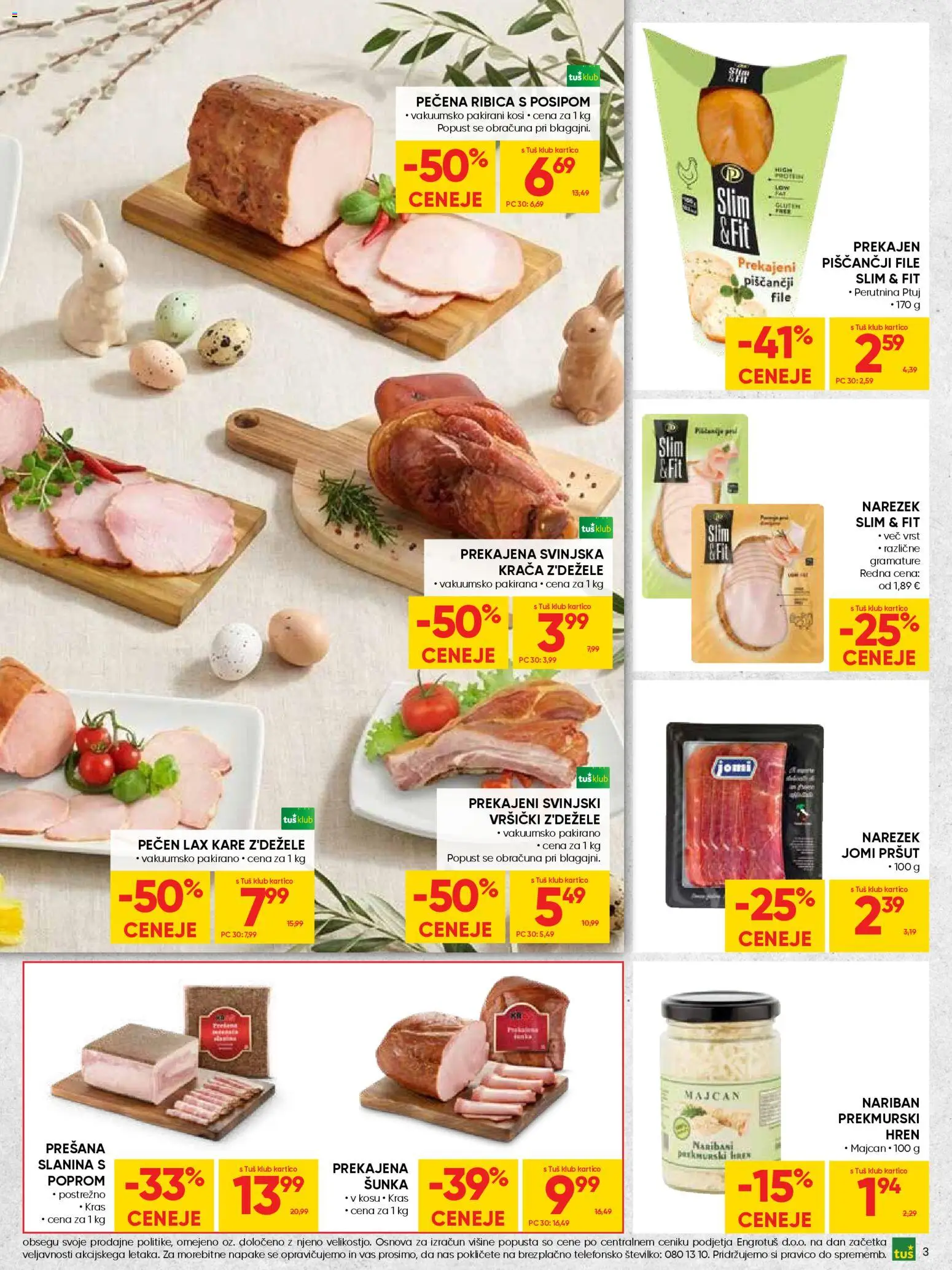 Novi Tuš katalog ponudbe – veljaven od 25.03.2026 | Stran: 3 | Izdelki: Pršut, Narezek, Slanina, Sunka
