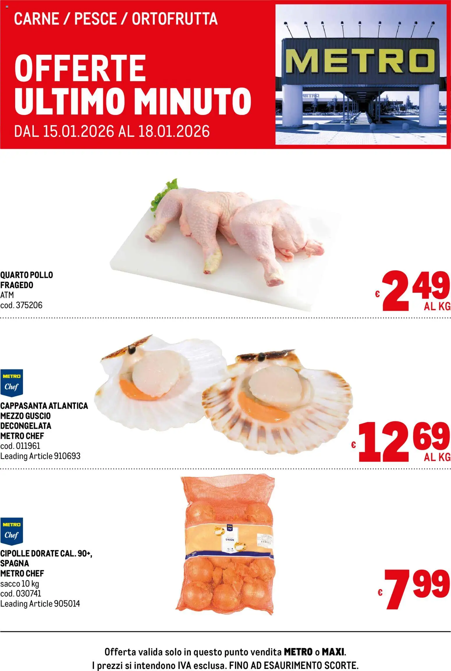 Volantino Metro del 15.01.2026 | Pagina: 1 | Prodotti: Pollo, Pesce, Cipolle