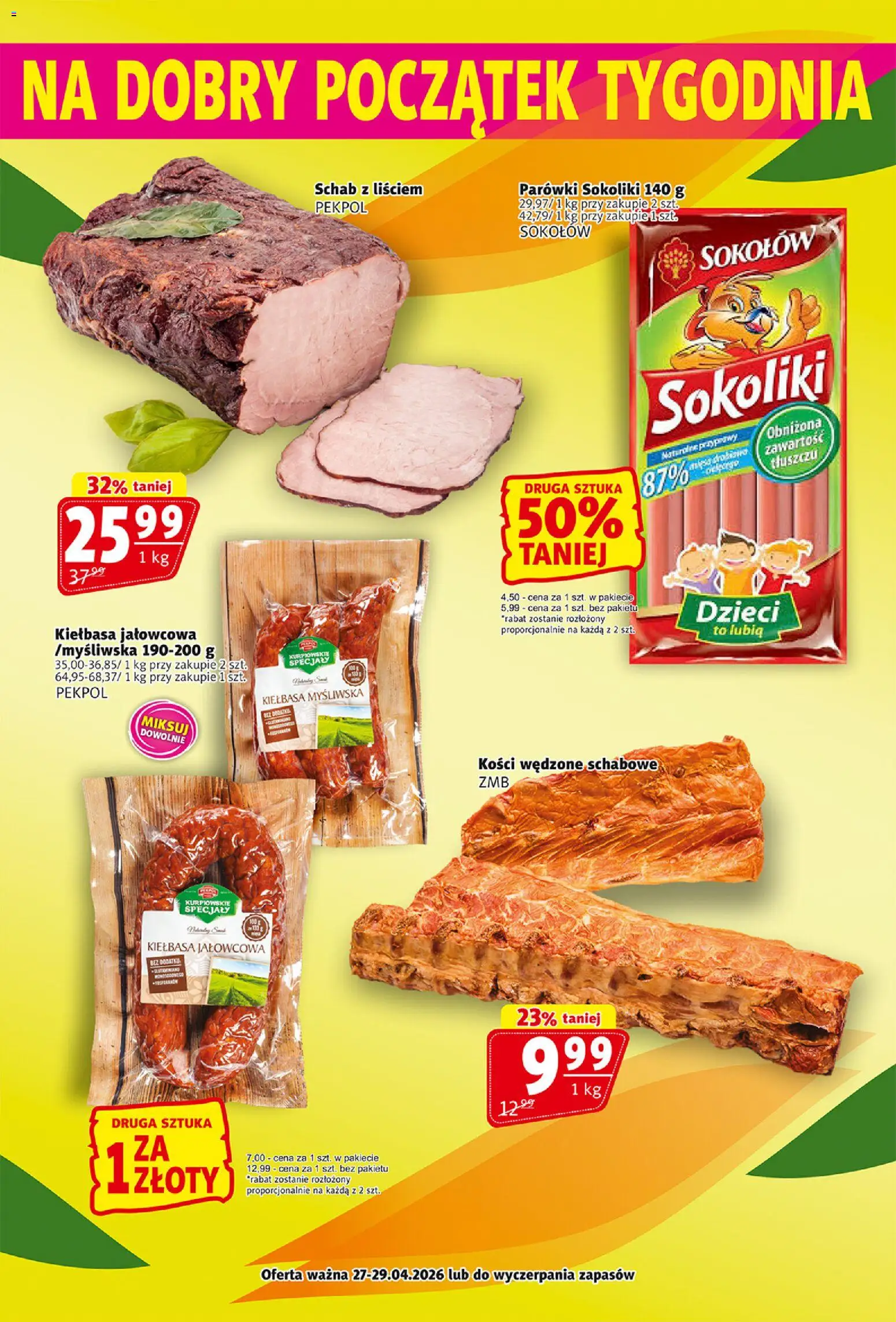 Prim Market gazetka od 23.04.2026 | Strona: 19 | Produkty: Schab, Myśliwska, Parówki sokoliki, Parówki