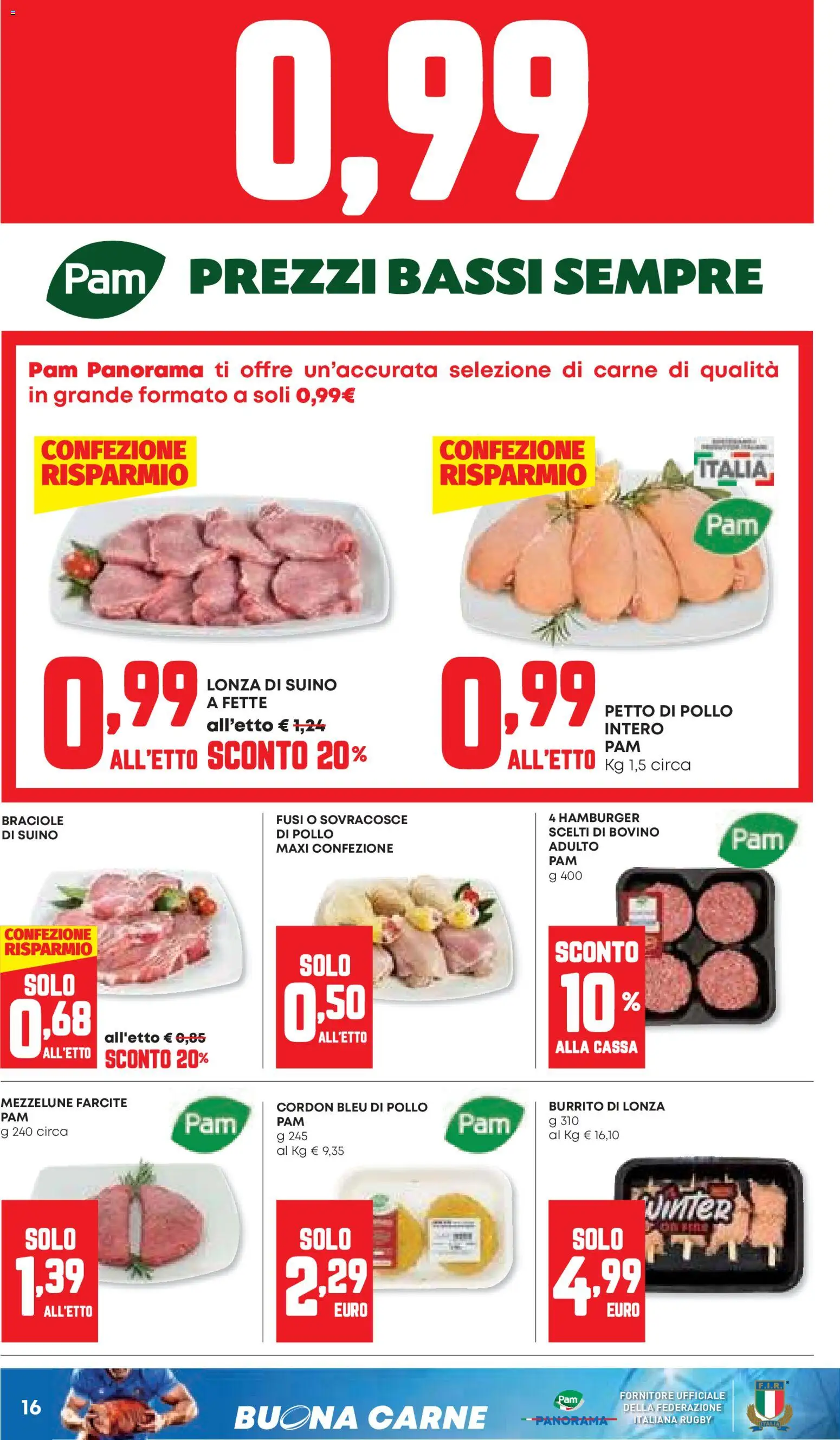 Volantino Panorama del 12.02.2026 | Pagina: 16 | Prodotti: Bovino, Pollo, Suino, Hamburger