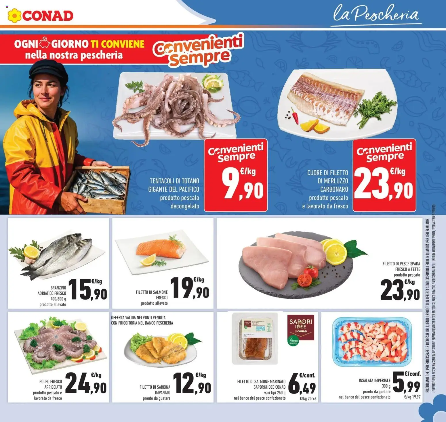 Volantino Conad del 29.01.2026 | Pagina: 11 | Prodotti: Pesce, Insalata, Salmone fresco, Branzino