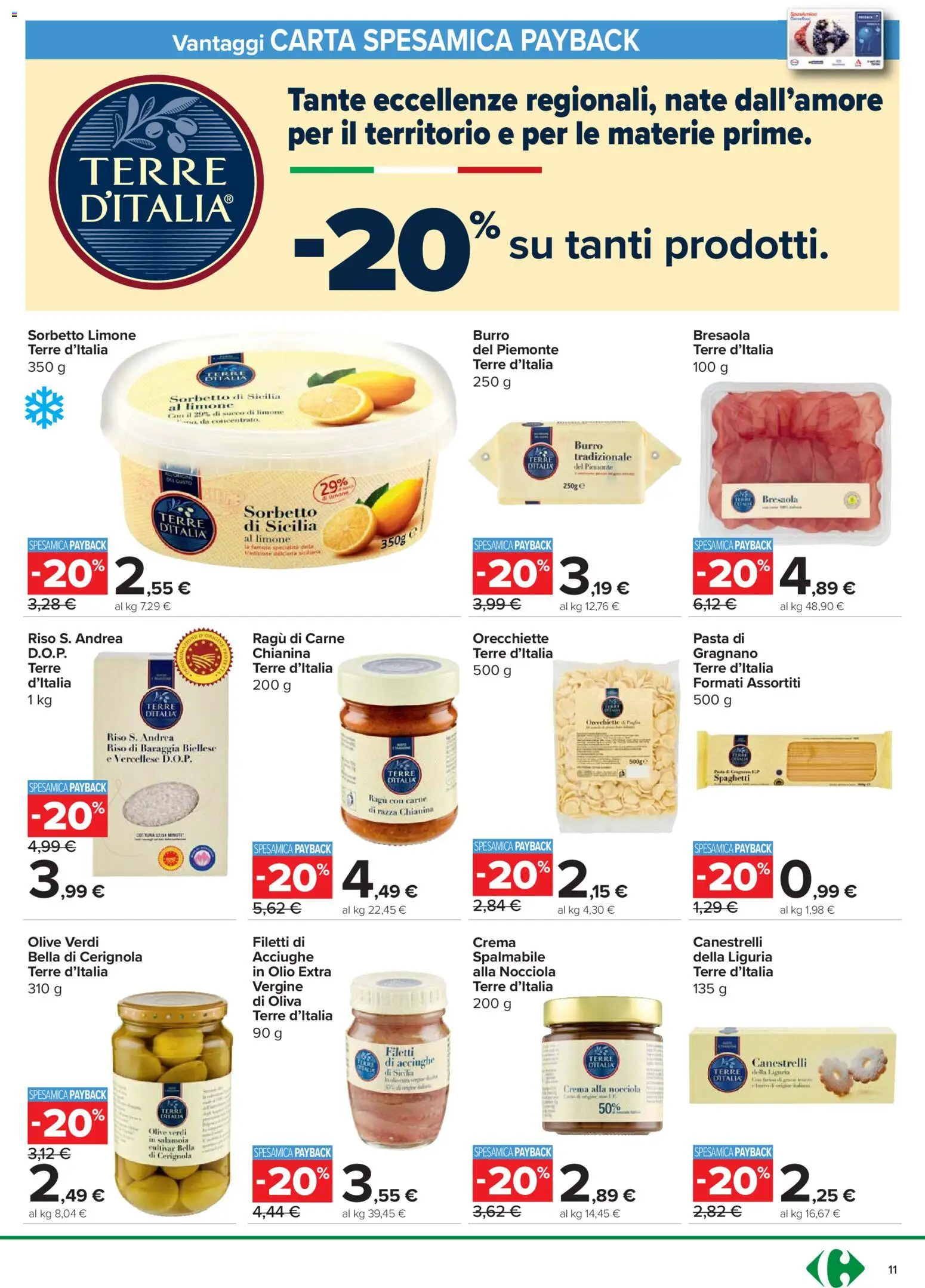 Volantino Carrefour del 24.03.2026 | Pagina: 11 | Prodotti: Bresaola, Pasta, Orecchiette, Canestrelli