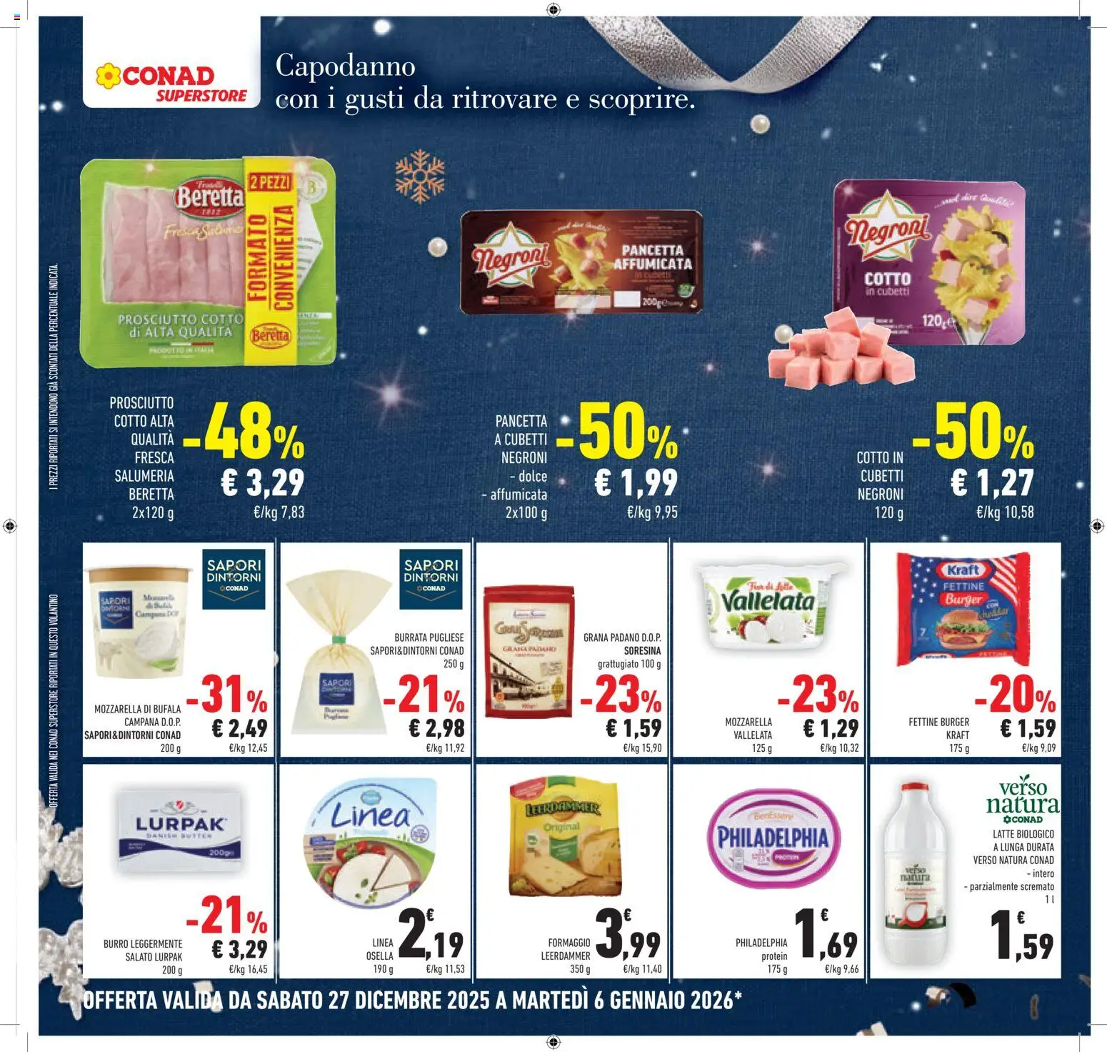 Volantino Conad del 27.12.2025 | Pagina: 24 | Prodotti: Formaggio, Burro, Grana Padano, Burrata