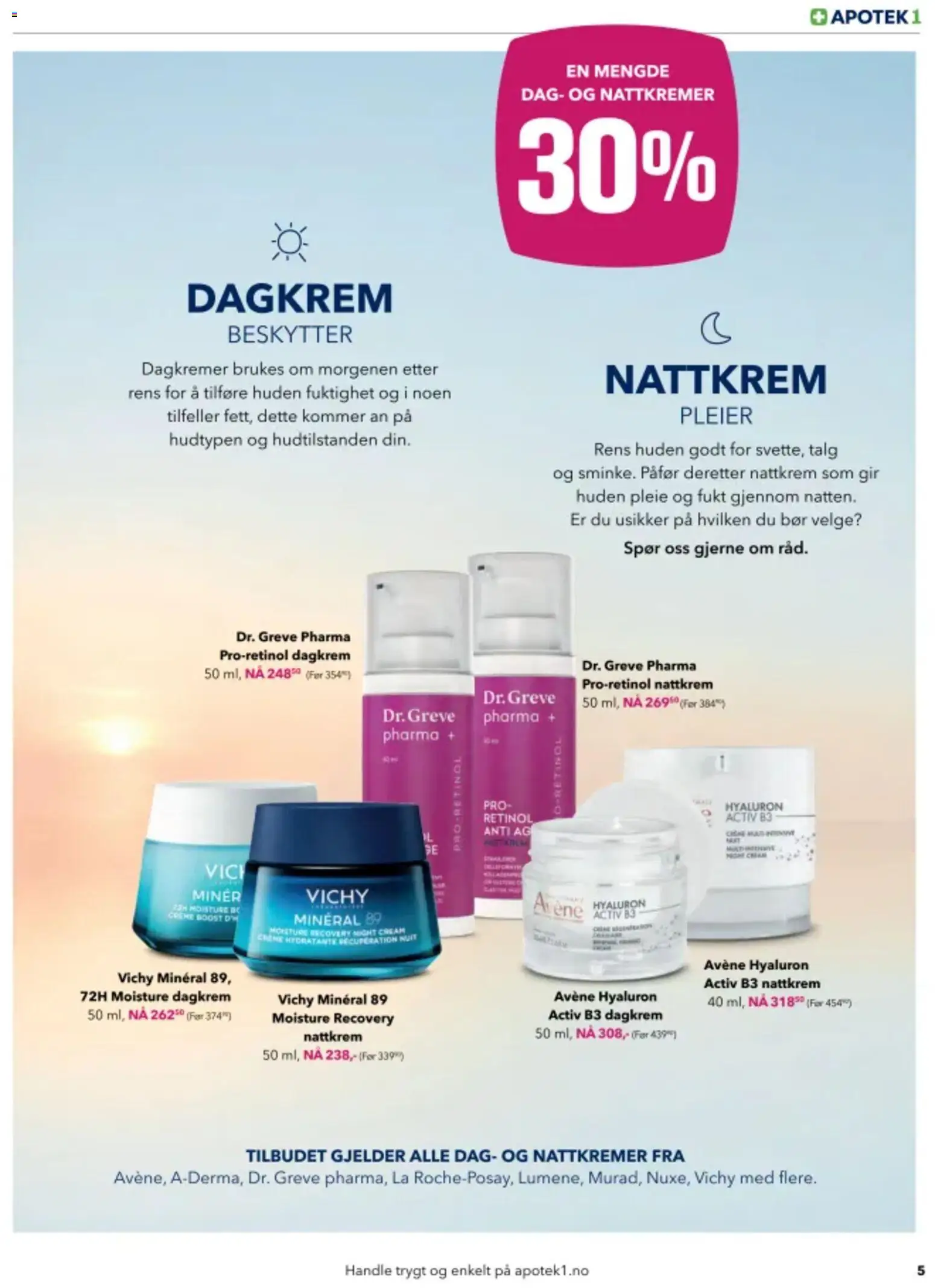 {H1} | Side: 5 | Produkter: Dagkrem, Nattkrem, Суміш дитяча