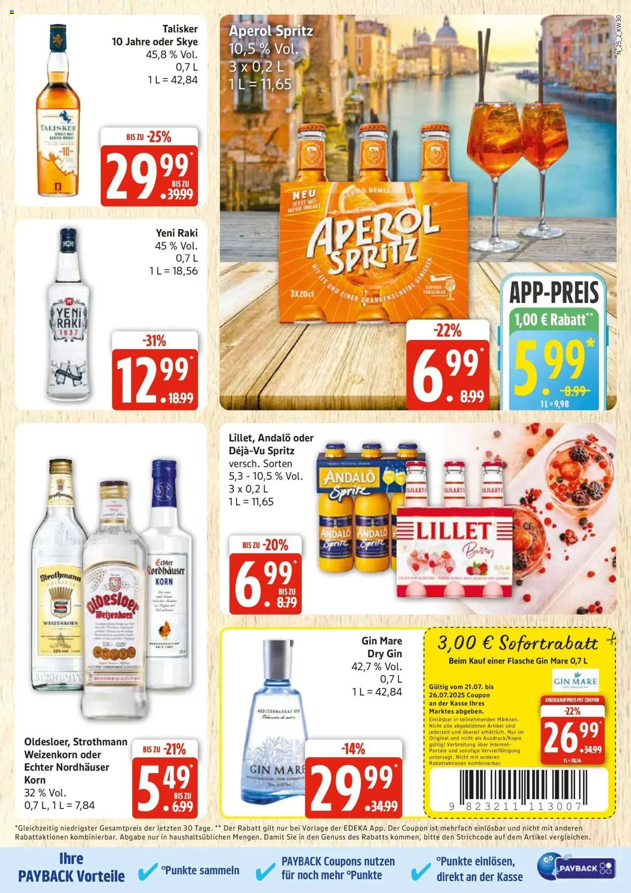 Edeka prospekt Rostock	 - gültig ab dem 20.07.2025 | Seite: 25 | Produkte: Whisky, Sprite, Oldesloer, Aperol