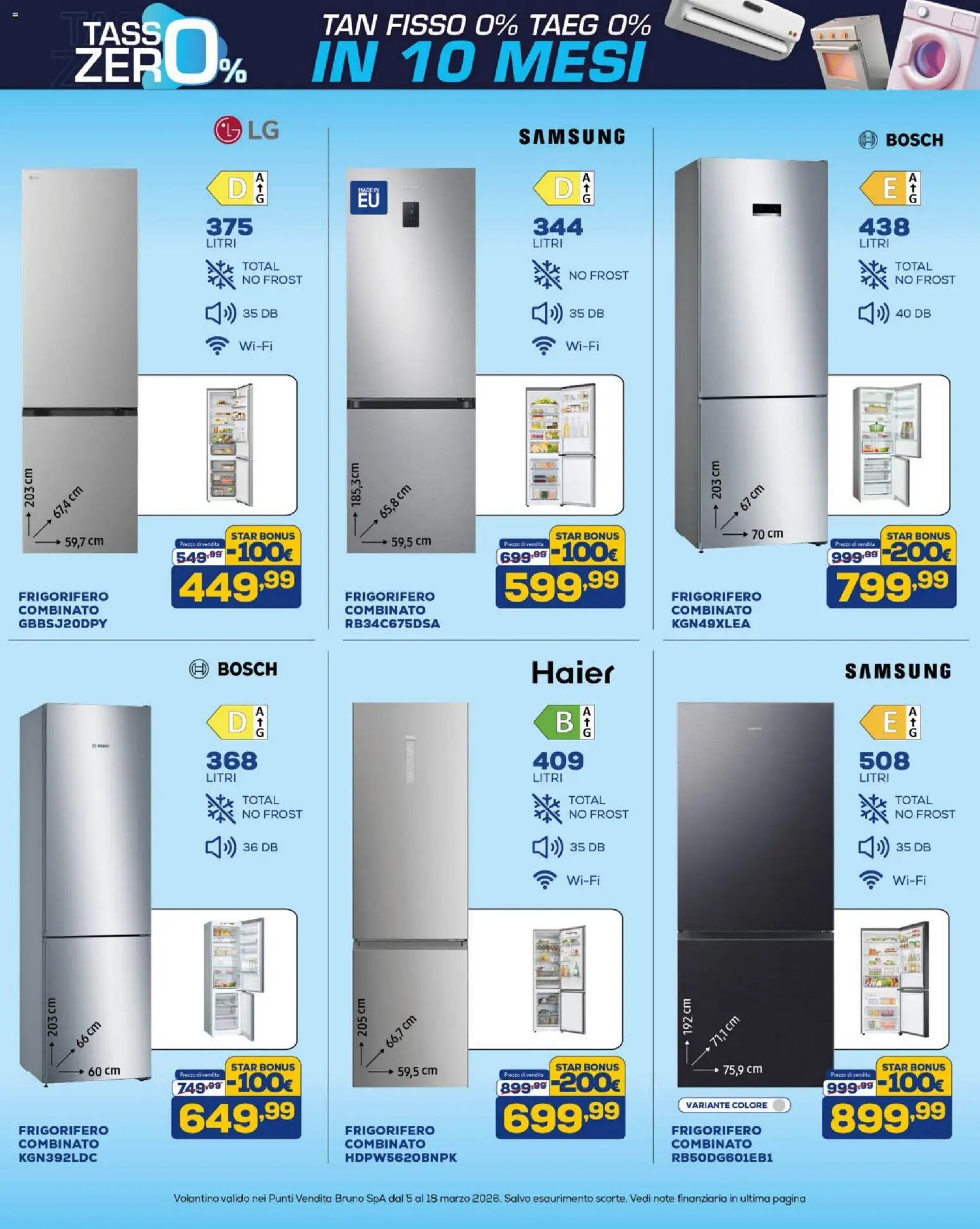 Volantino BRUNO del 05.03.2026 | Pagina: 6 | Prodotti: Frigorifero, Frigorifero combinato, Samsung