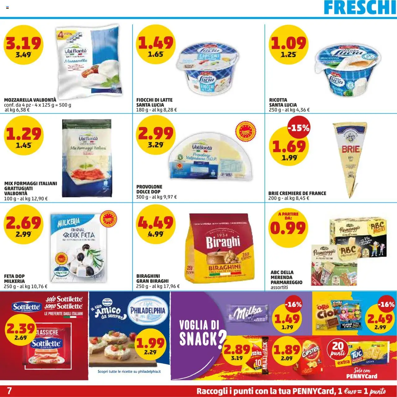 Volantino PENNY del 11.09.2025 | Pagina: 7 | Prodotti: Provolone, Fiocchi, Ricotta, Feta