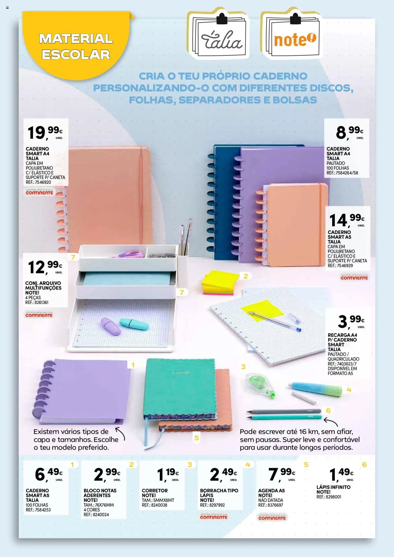 Continente - Regresso às Aulas: Regressamos com tudo │ válido de 12.08.2025 | Página: 22 | Produtos: Caderno, Corretor, Notebook